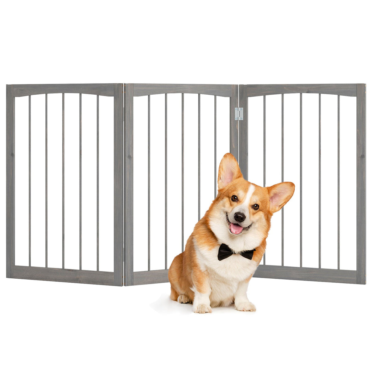 Wooden Pet Fence, Gray, 30"