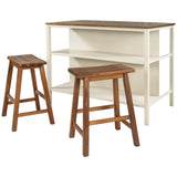 Rustic 3-piece Stationary Kitchen Island Set