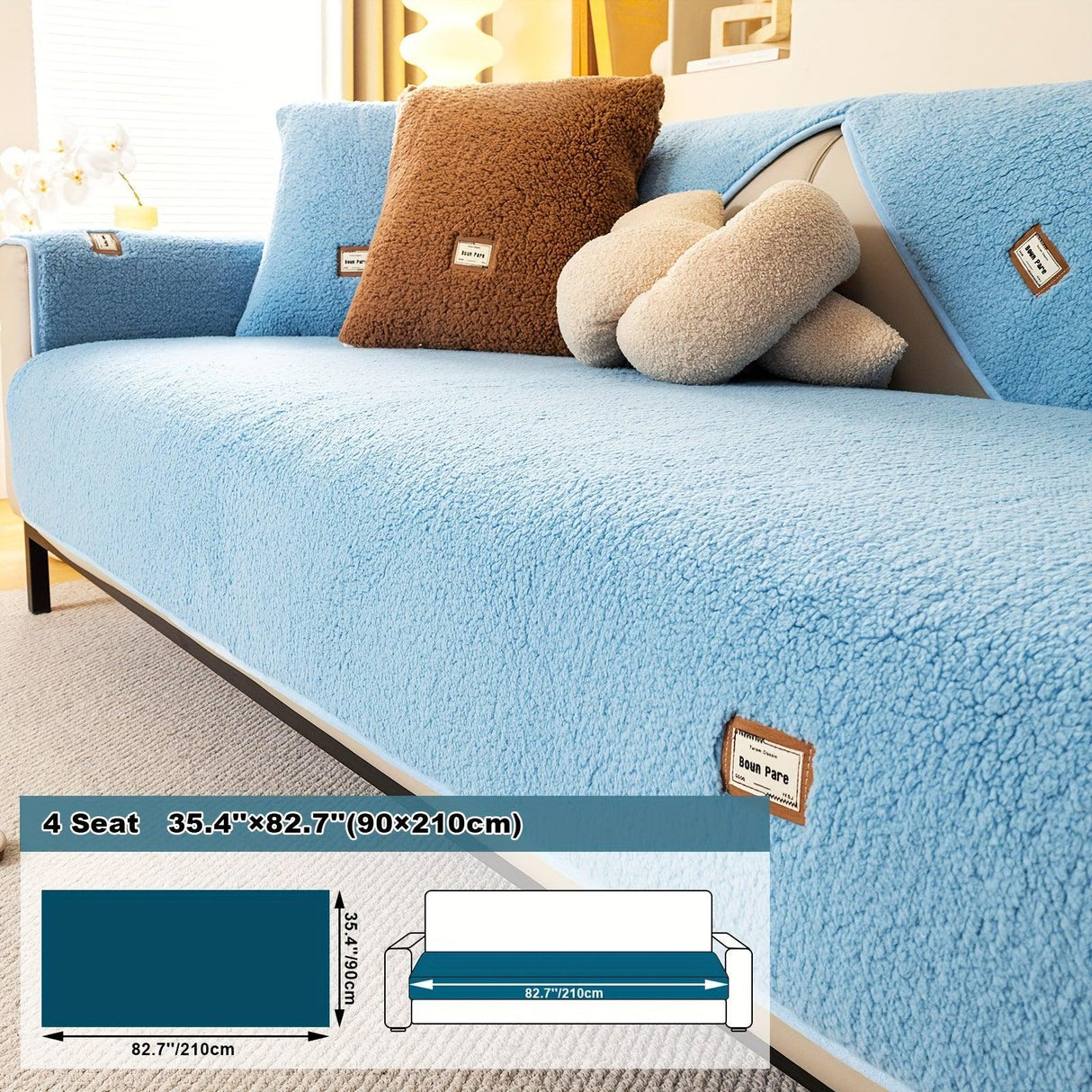 Durable 3 cushion couch cover | High-Quality Plush Sherpa Sofa Cover