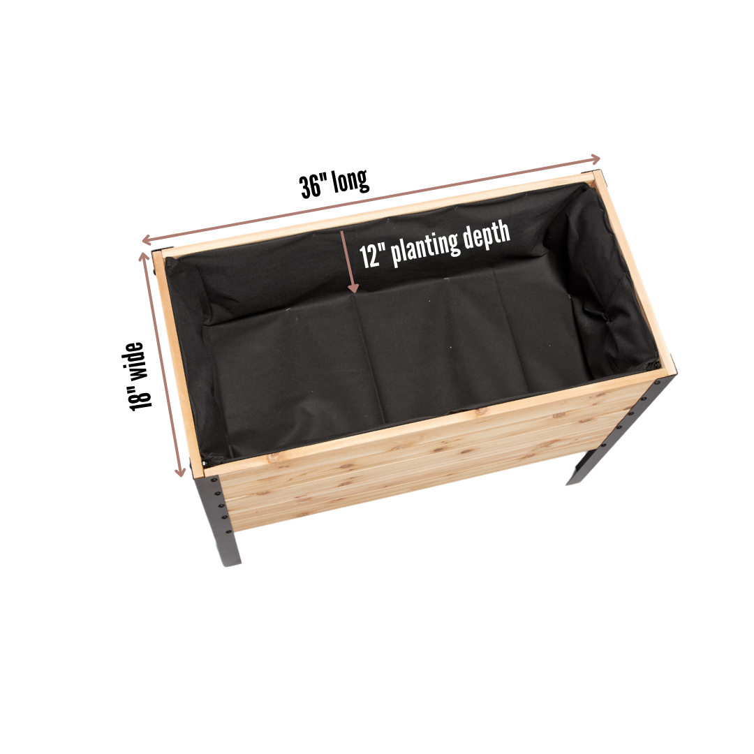 Cedar Raised Garden Bed, 18"W x 36"L