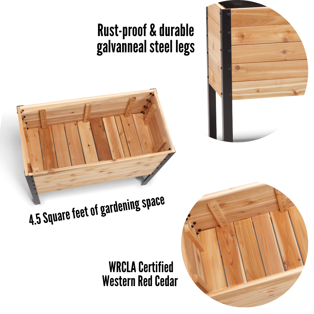 Cedar Raised Garden Bed, 18"W x 36"L