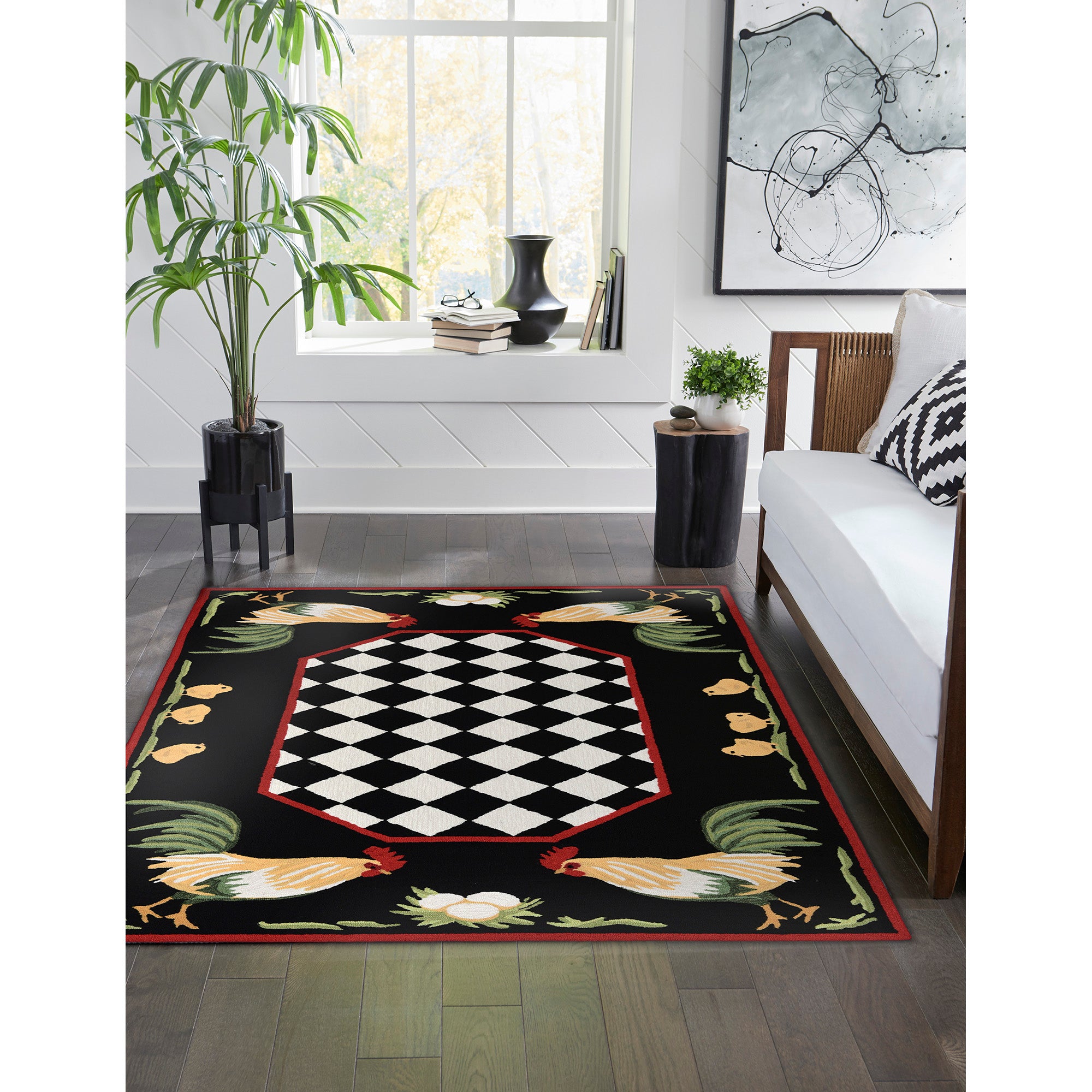 Rooster & Chick Border Indoor/Outdoor Rug – Plow & Hearth
