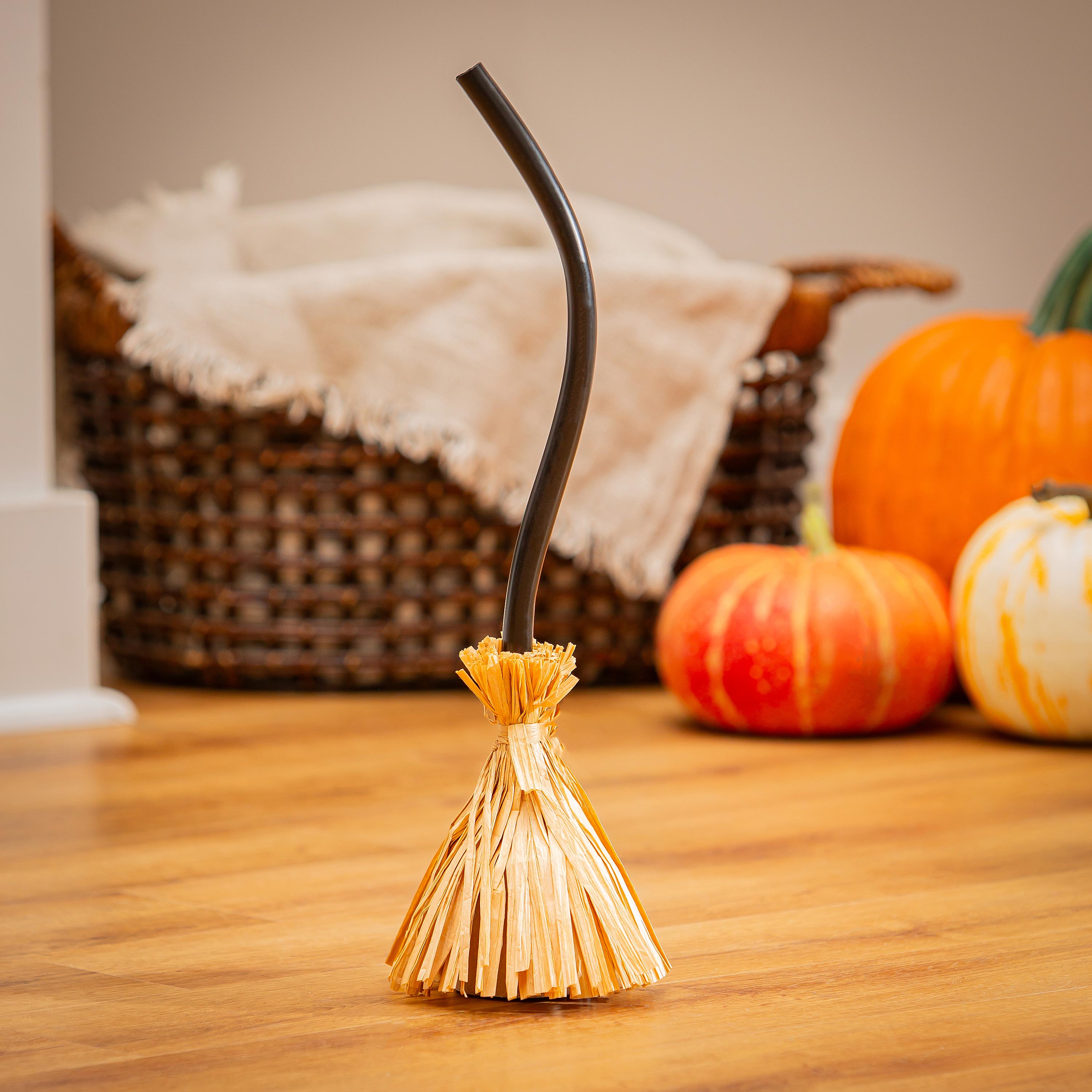 Haunted House Broom with Movement Fabric Table Décor, 19