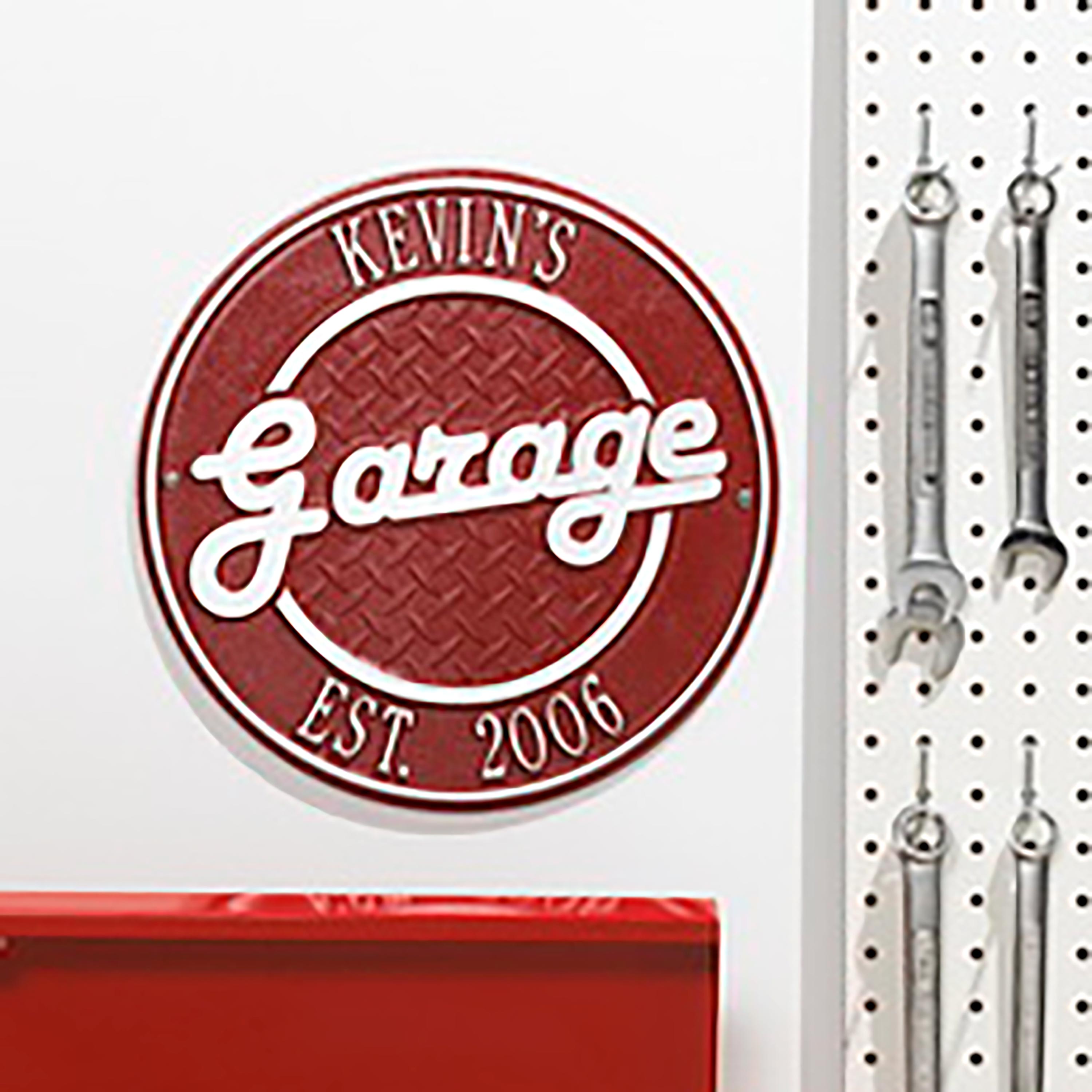 Personalized Round Retro Garage Sign | Plow & Hearth