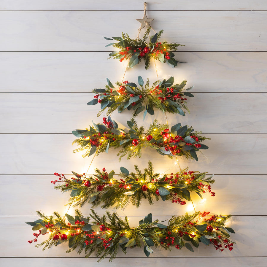 Lighted Hanging Wall Christmas Tree Plow & Hearth