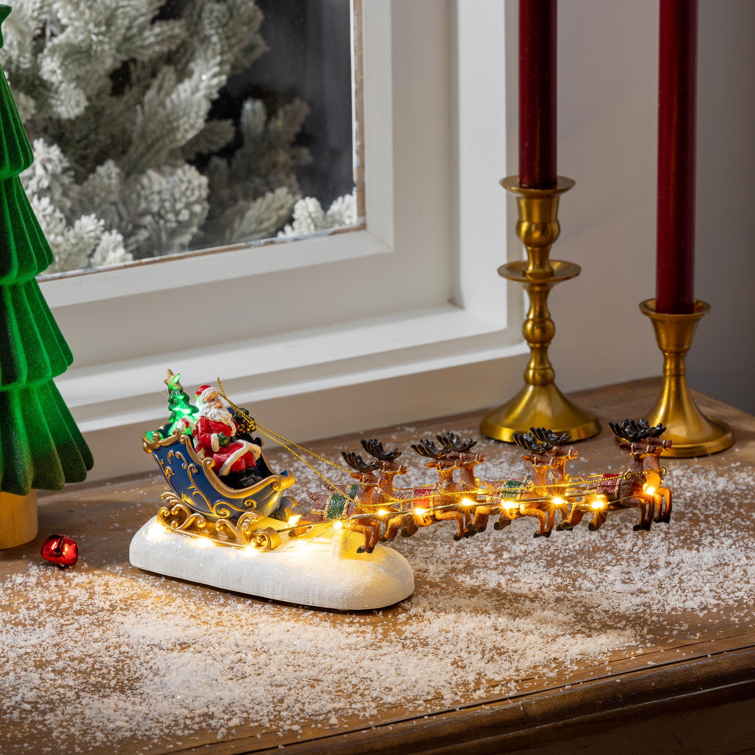 Heartfelt Cheer LED Table Decor Santa Sleigh Plastic Chasing