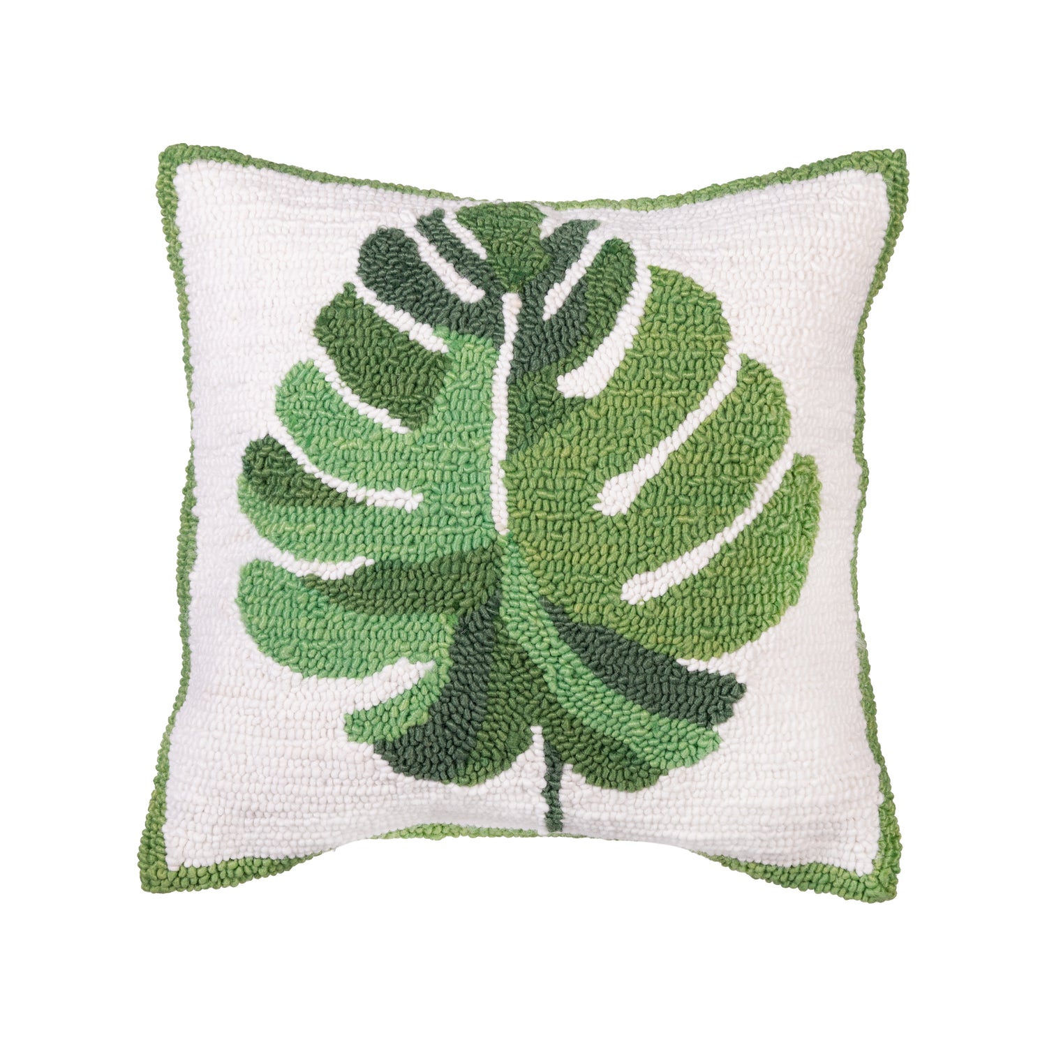 monstera pillow Monstera Leaf Indoor/Outdoor Hooked Pillow 18"x18" – Plow & Hearth