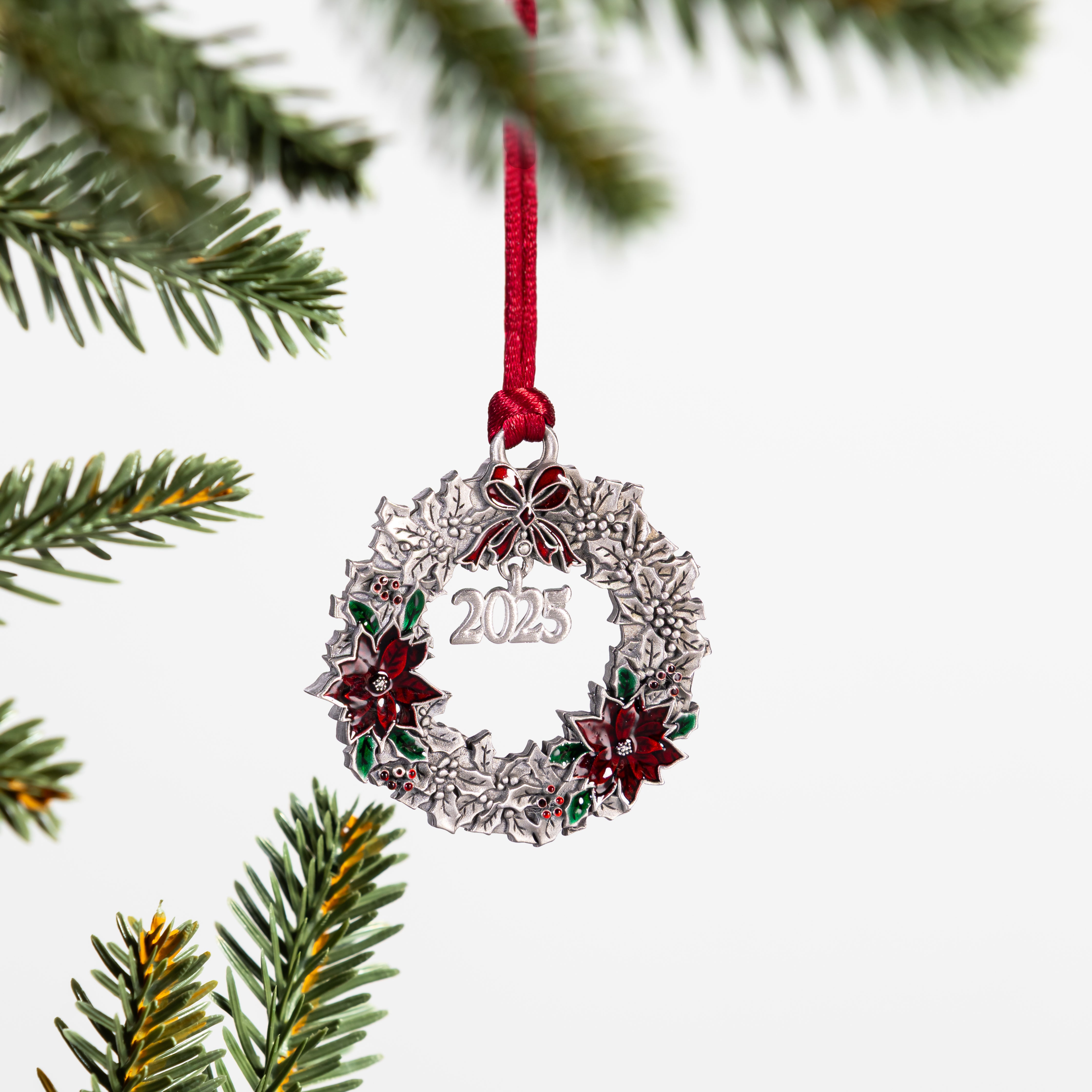 Joyful Traditions Solid Pewter Wreath 2025 Ornament – Plow & Hearth