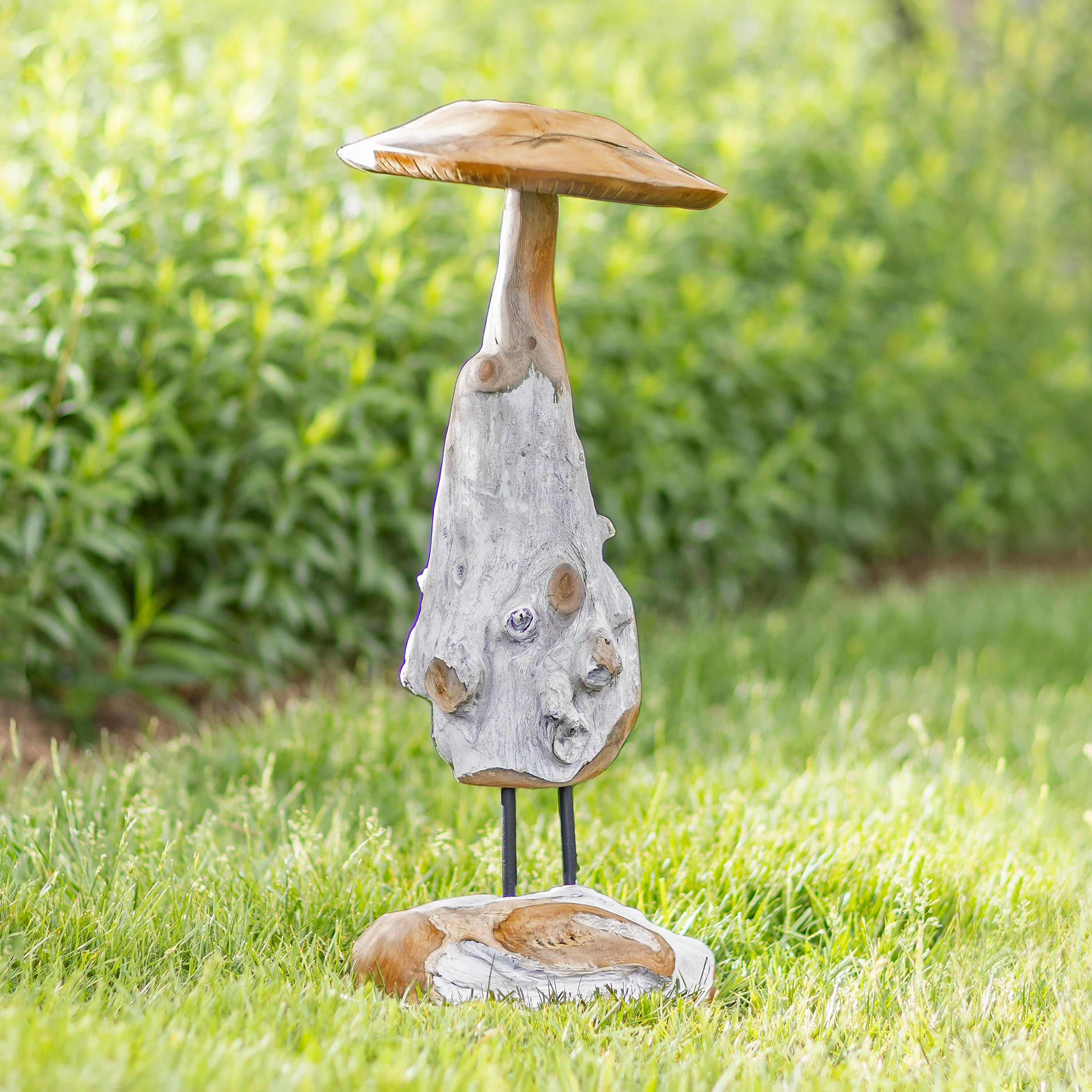 Teak Mushroom Garden Statue – Plow & Hearth