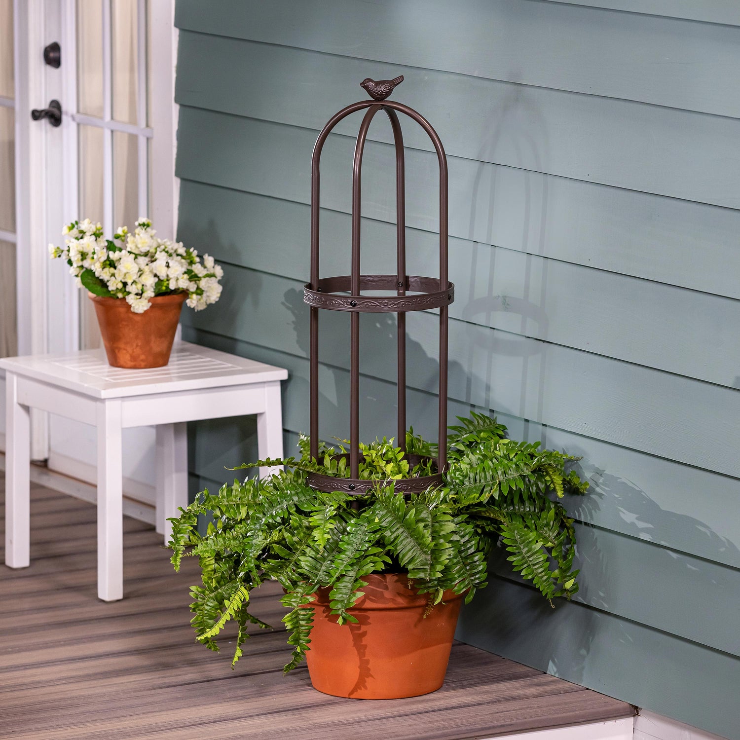 bronze plant pot stand 7' Powder-Coated Steel Garden Obelisk, Bronze – Plow & Hearth
