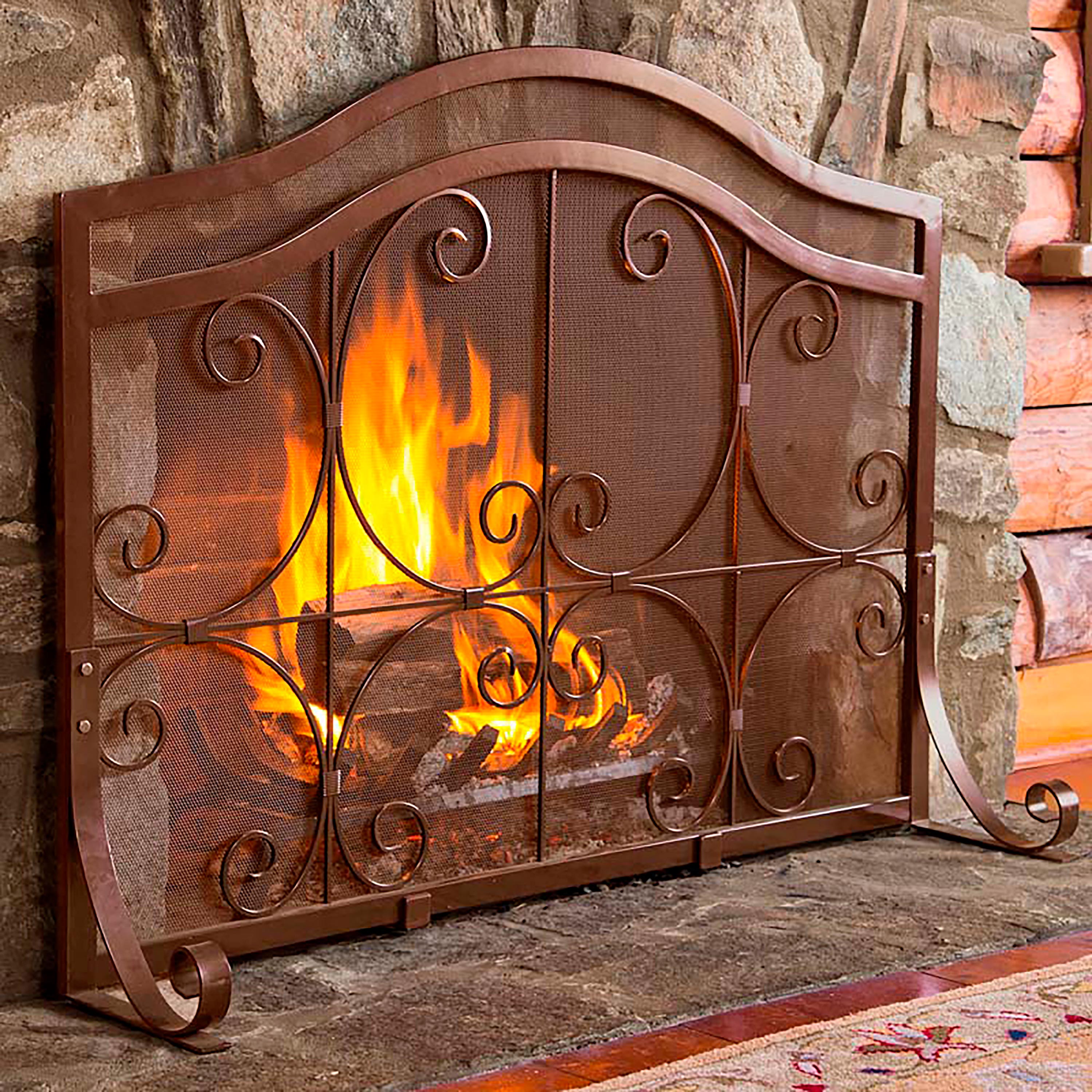 Large Crest Flat Guard Fireplace Screen selling (3A)