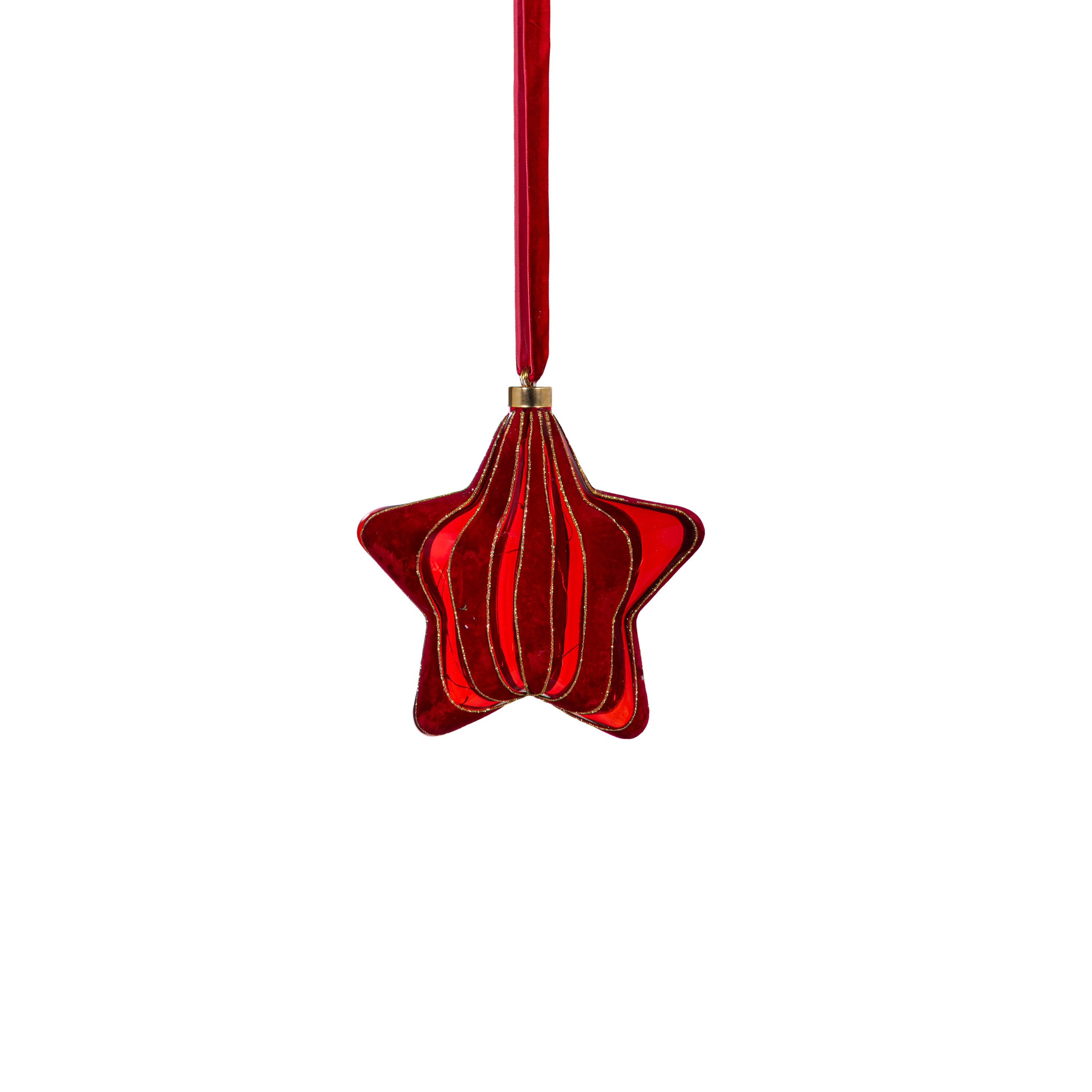 Micro LED Red Star Indoor Outdoor Decorative Hanging Light, Warm