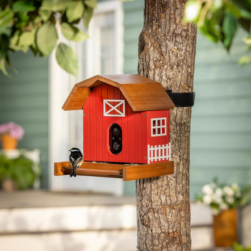 LED Barn House Smart Bird Feeder with Camera
