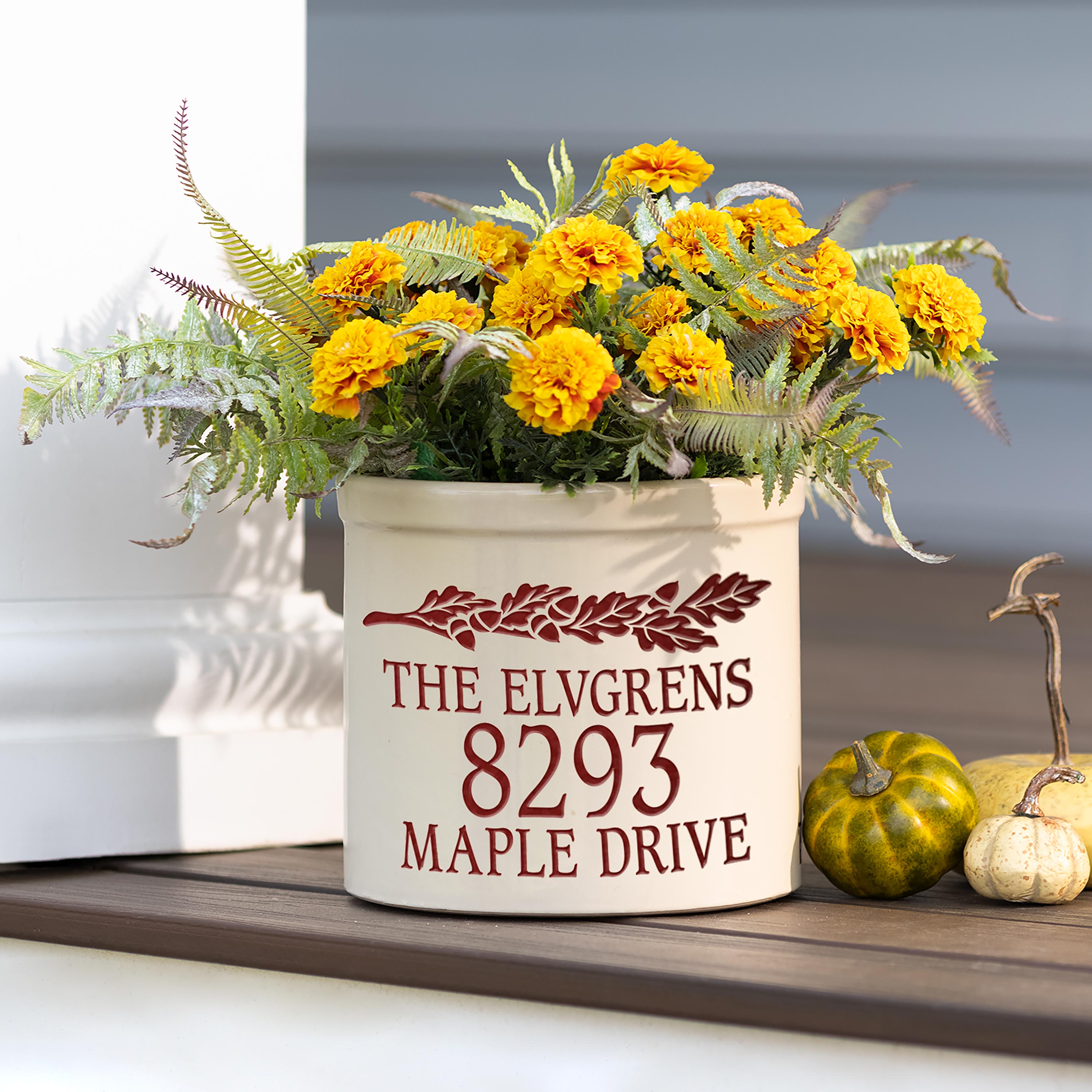 Acorn Personalized Address Crock With Name And House Number – Plow