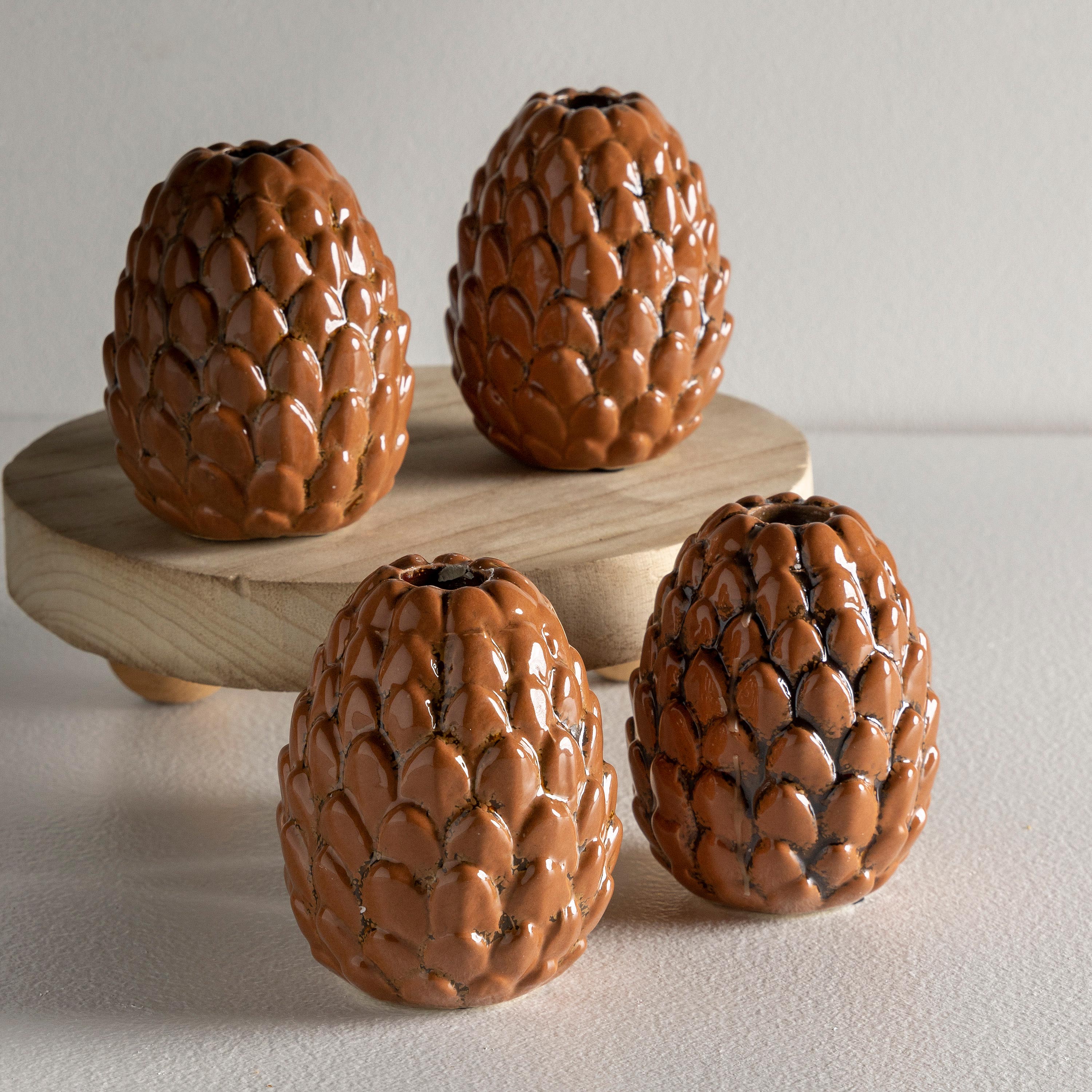 Pinecone Candle Holder, Set of 4 – Plow & Hearth