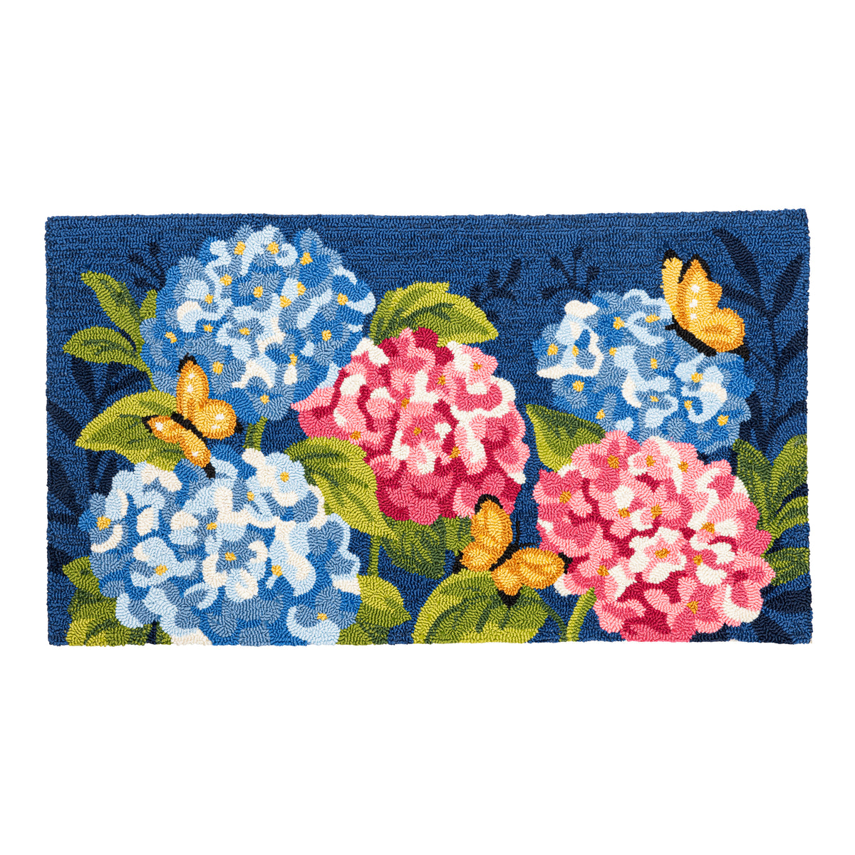 Vibrant Hydrangeas Indoor/Outdoor Hooked Rug 24