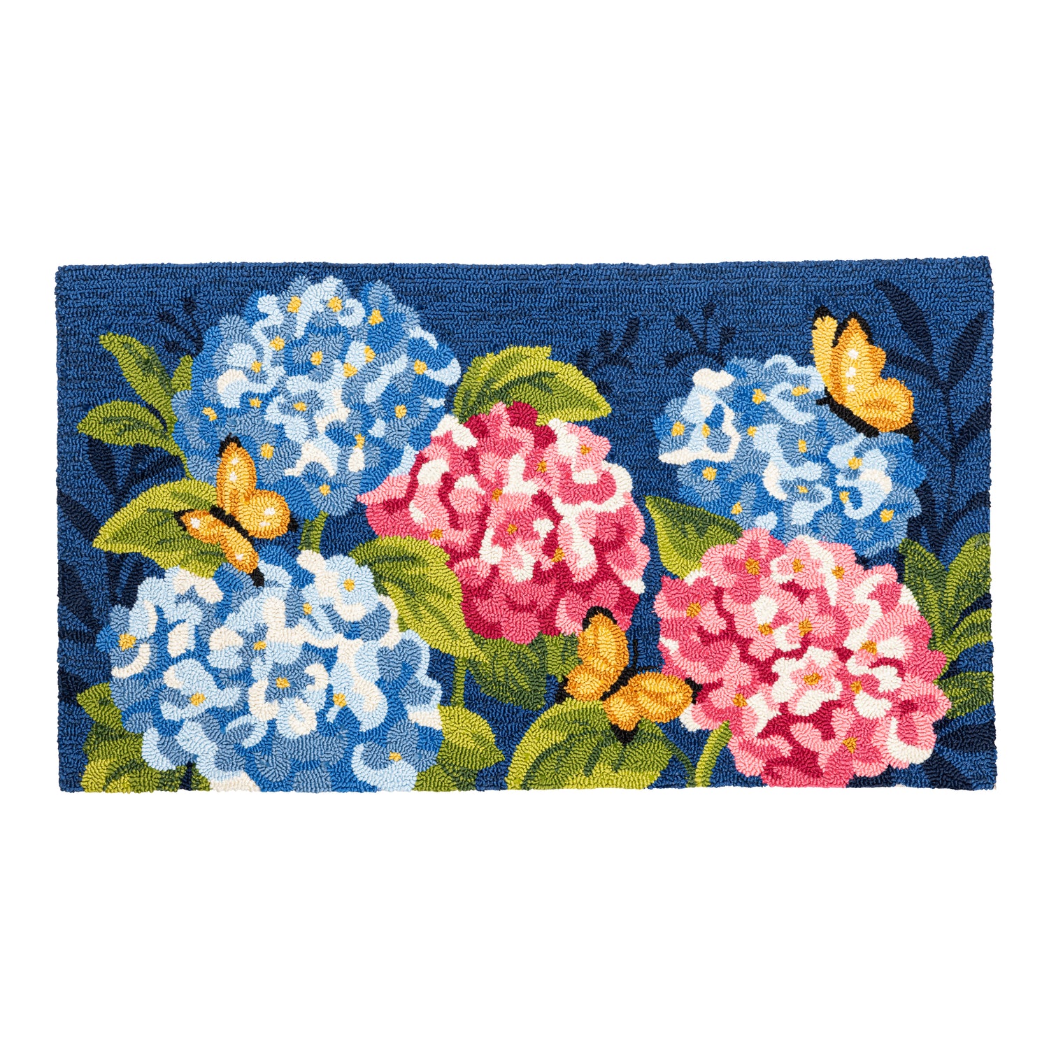 Vibrant Hydrangeas Indoor/Outdoor Hooked Rug 24