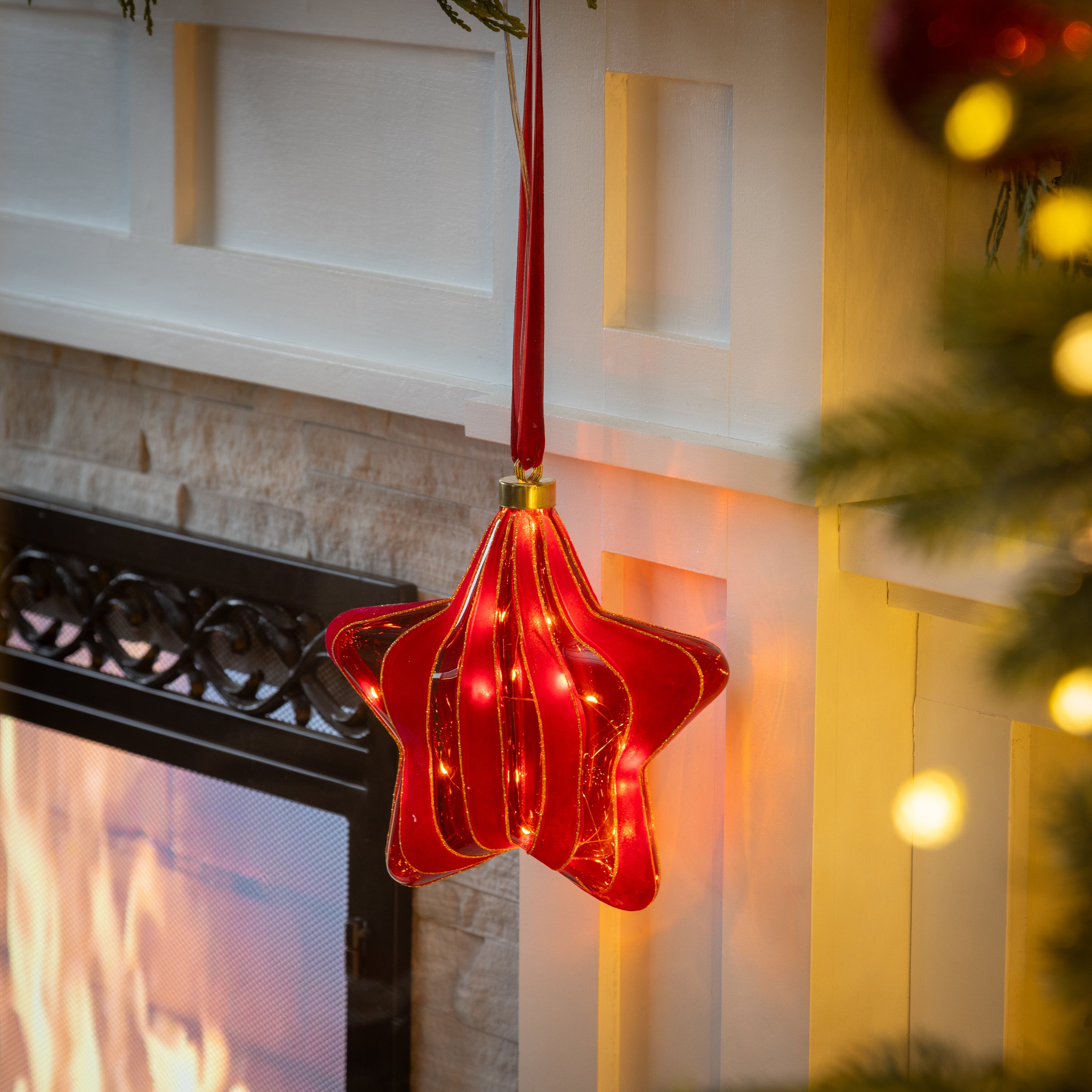 新品 ライトハウス ホールライフ 星 Micro LED Red Star Indoor Outdoor Decorative Hanging Light, Warm