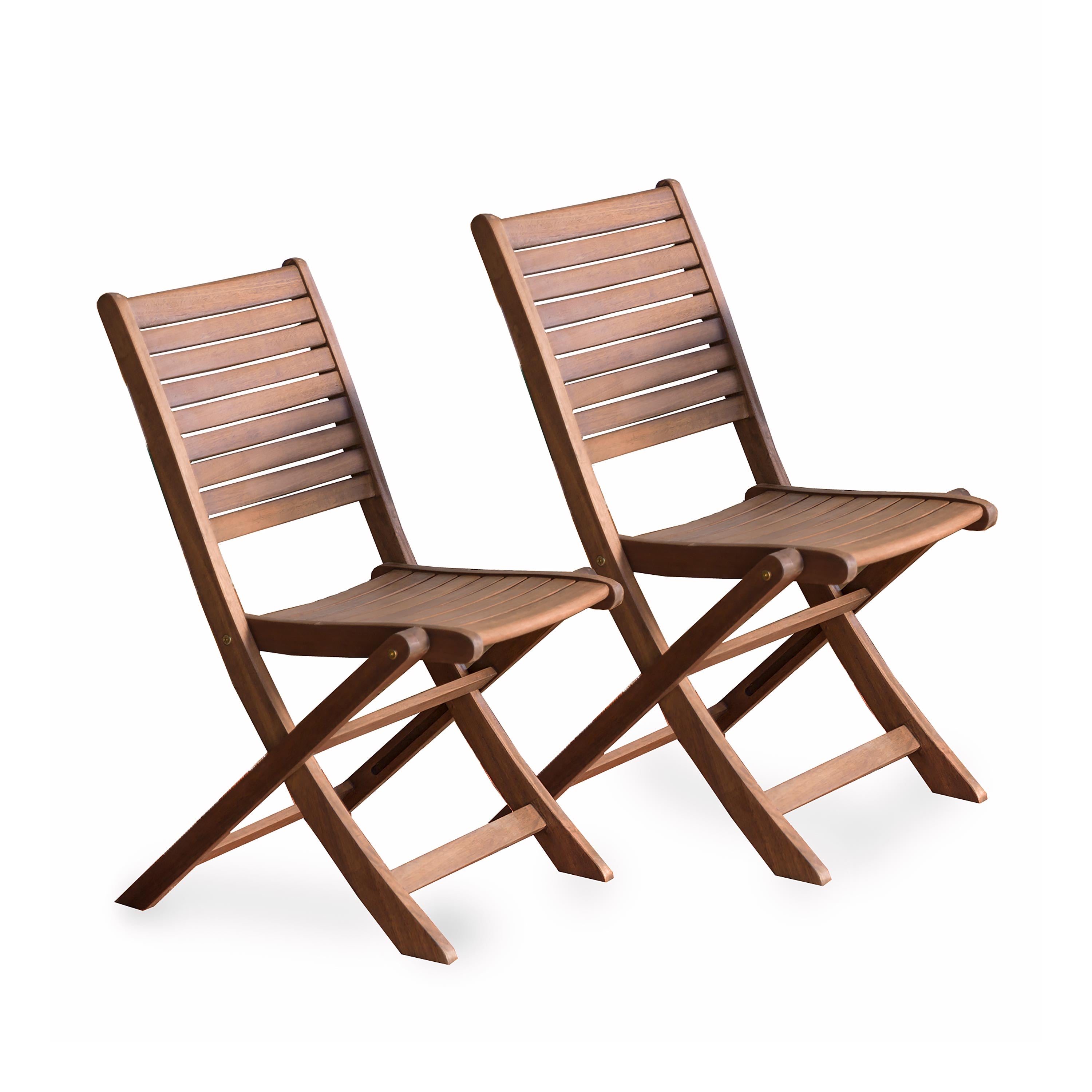 Plow Hearth Eucalyptus Folding Bistro Chairs Set of 2