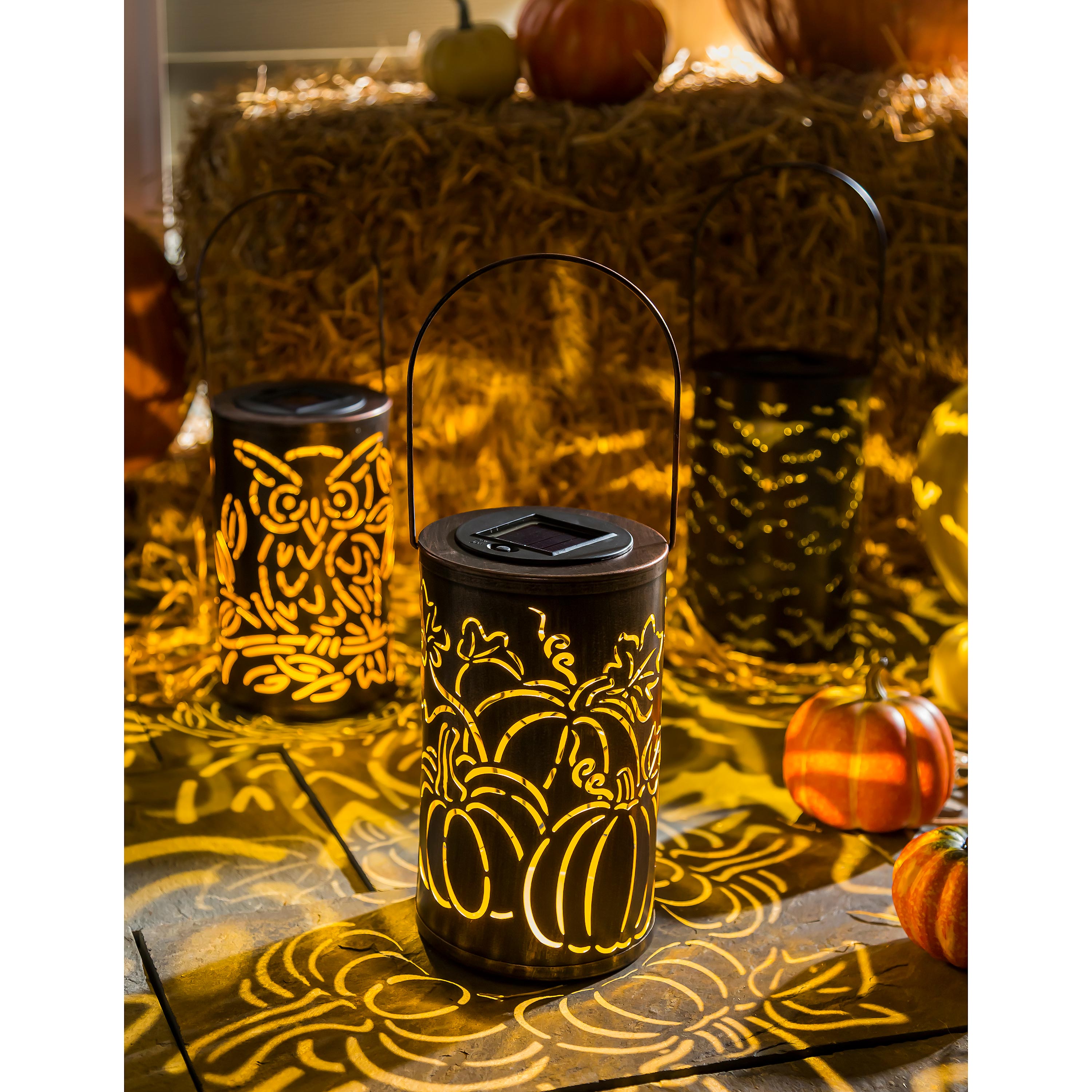 Evergreen Solar Oil Rubbed Bronze Cut Out Lantern Pumpkins