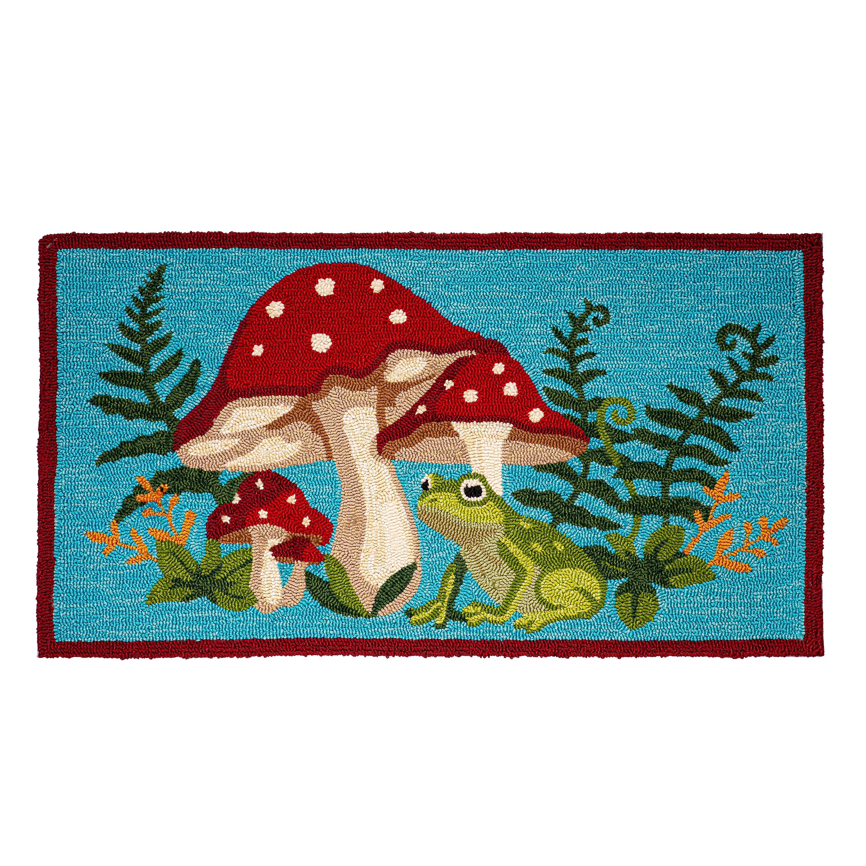 Indoor/Outdoor Hooked Polypropylene Mushroom Umbrella Accent Rug