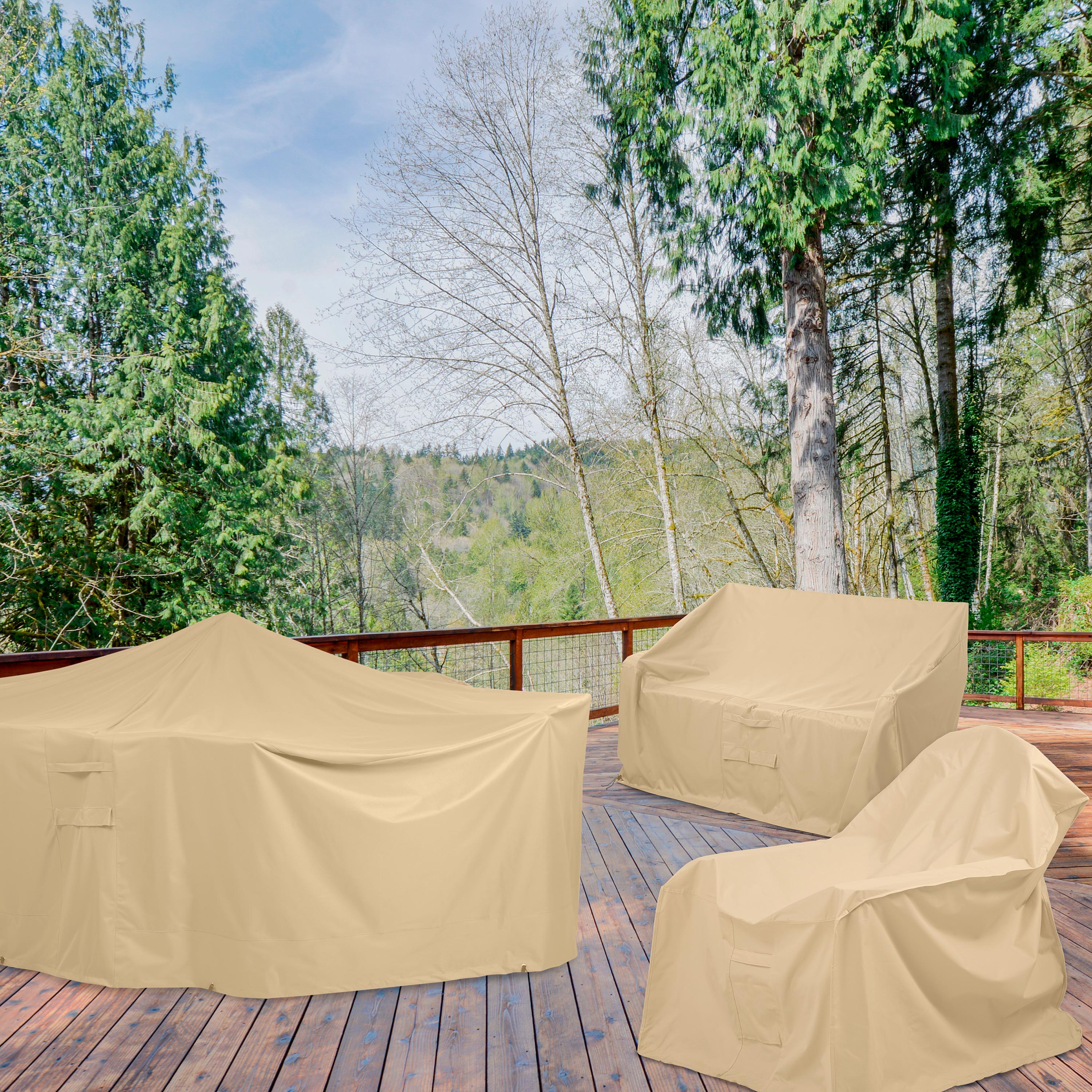 Plow & Hearth shops - All-Weather Outdoor Furniture Cover for Large Round Table & Chai