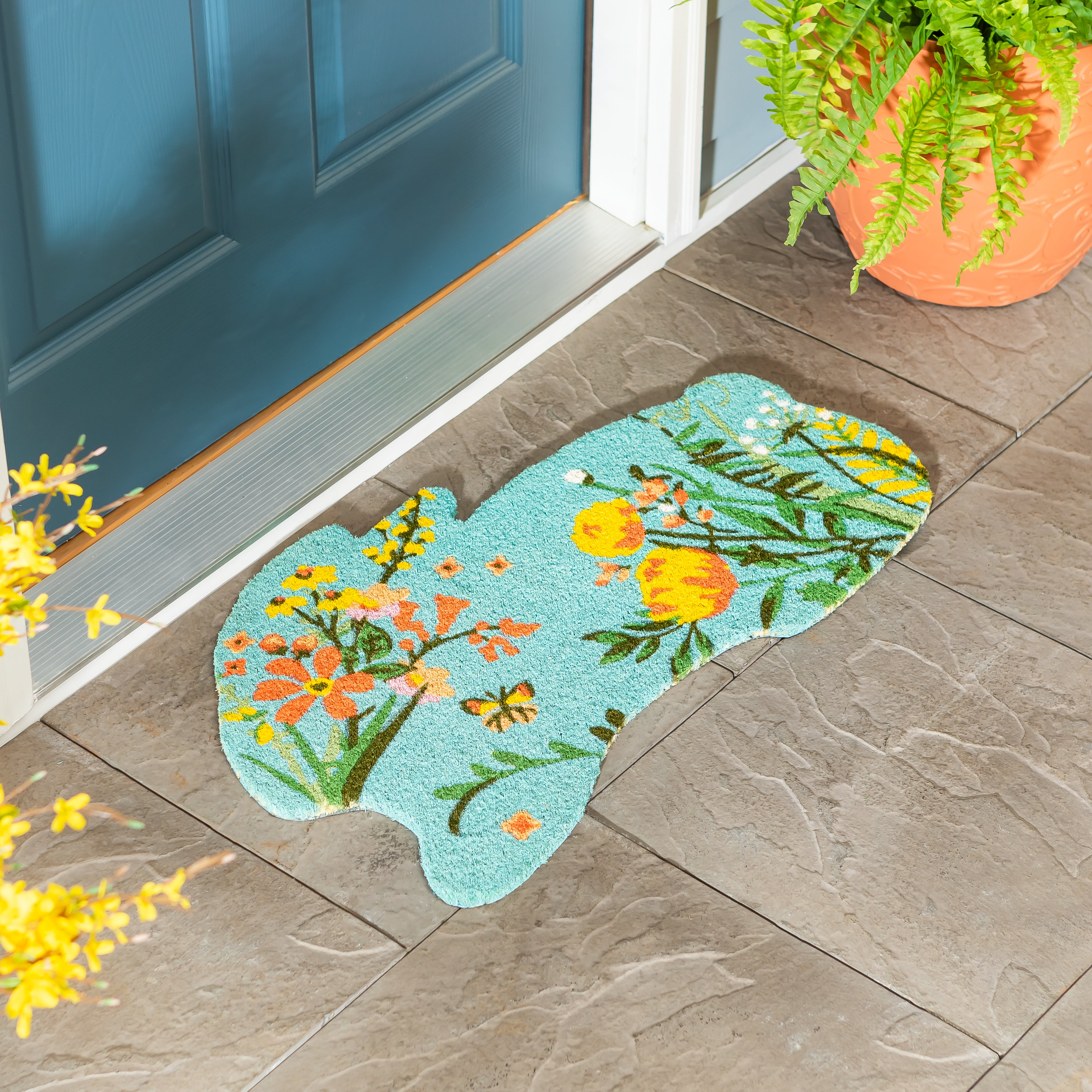 Evergreen Floral Shaped Coir Mat - Thumbnail 3
