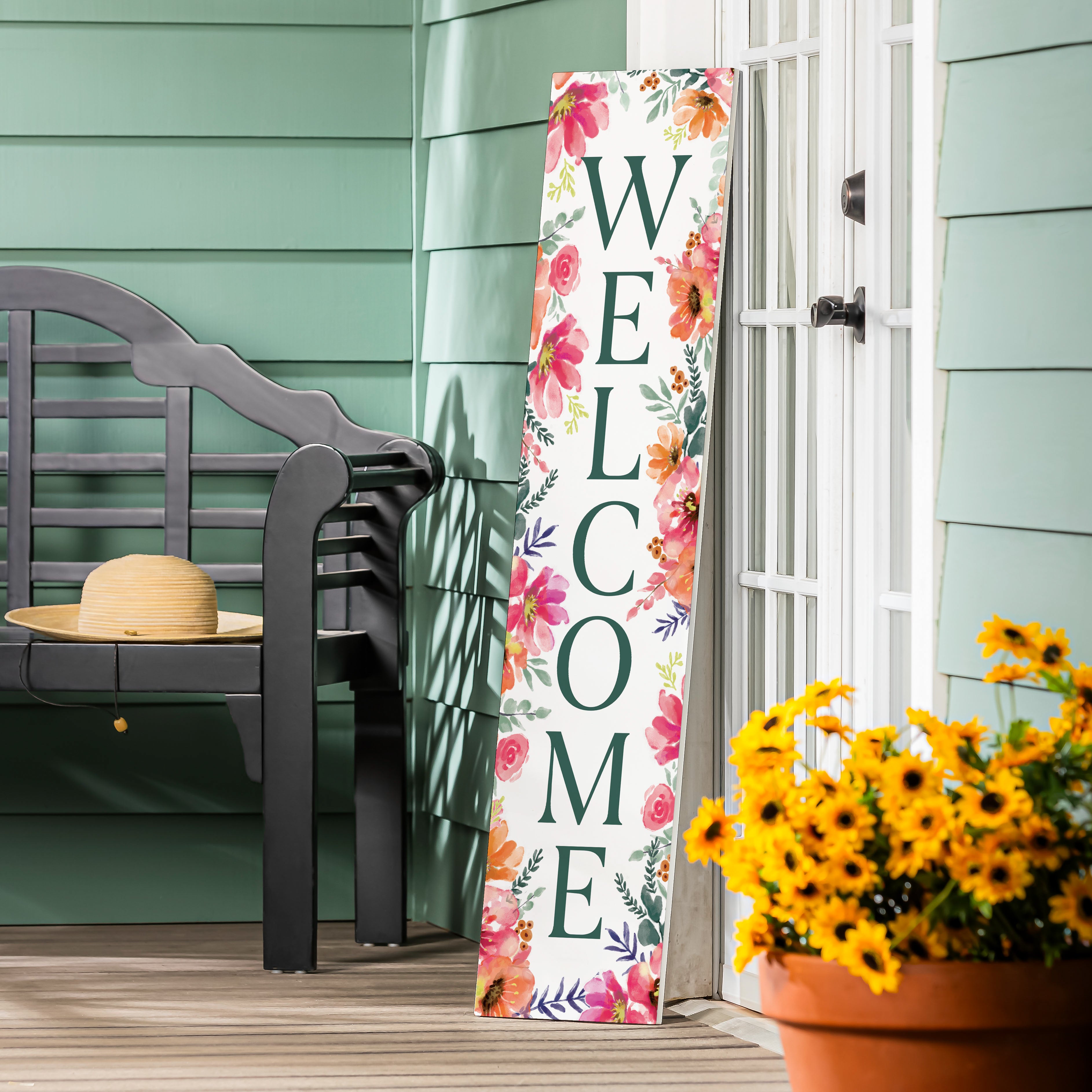 Home Coordinates Floral Welcome Porch Leaner 47