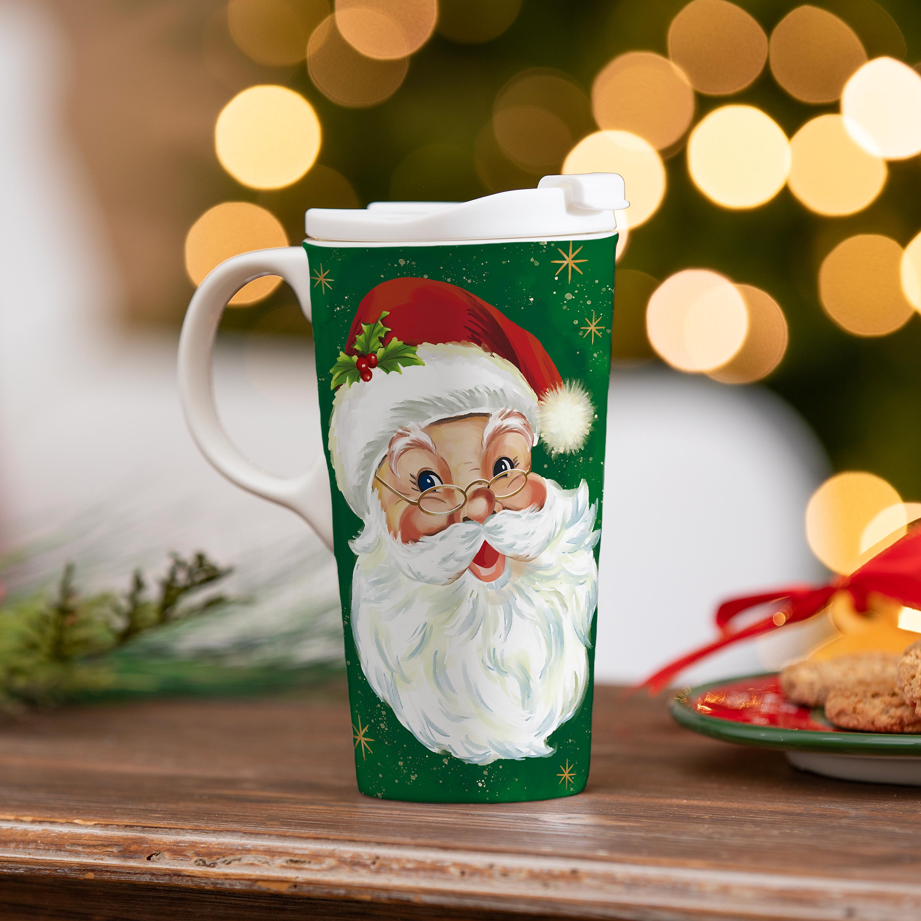 Traditional Santa Travel Cup Ceramic Perfect Cup, Jolly