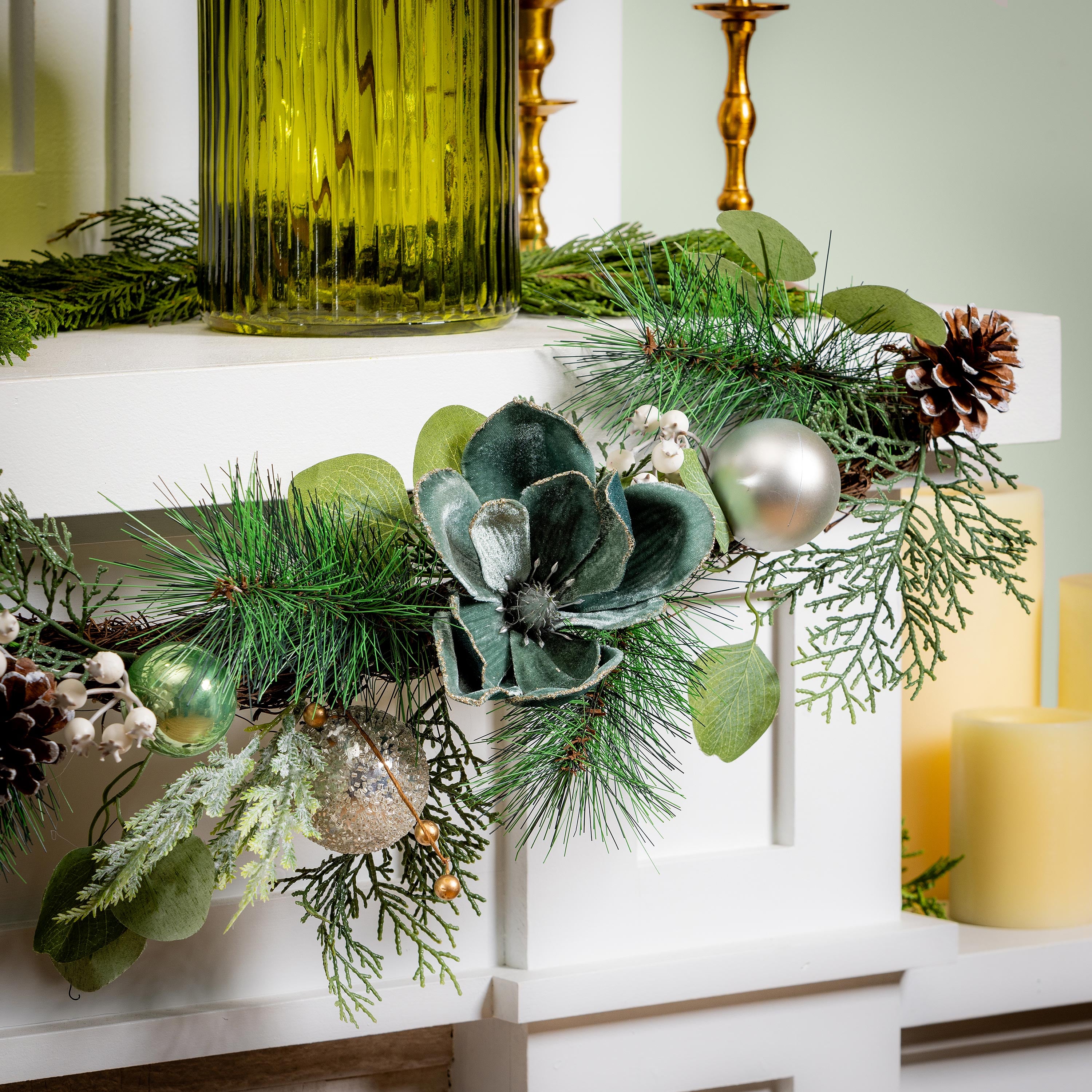 Shades of Emerald Garland Artificial with Ornaments, 72