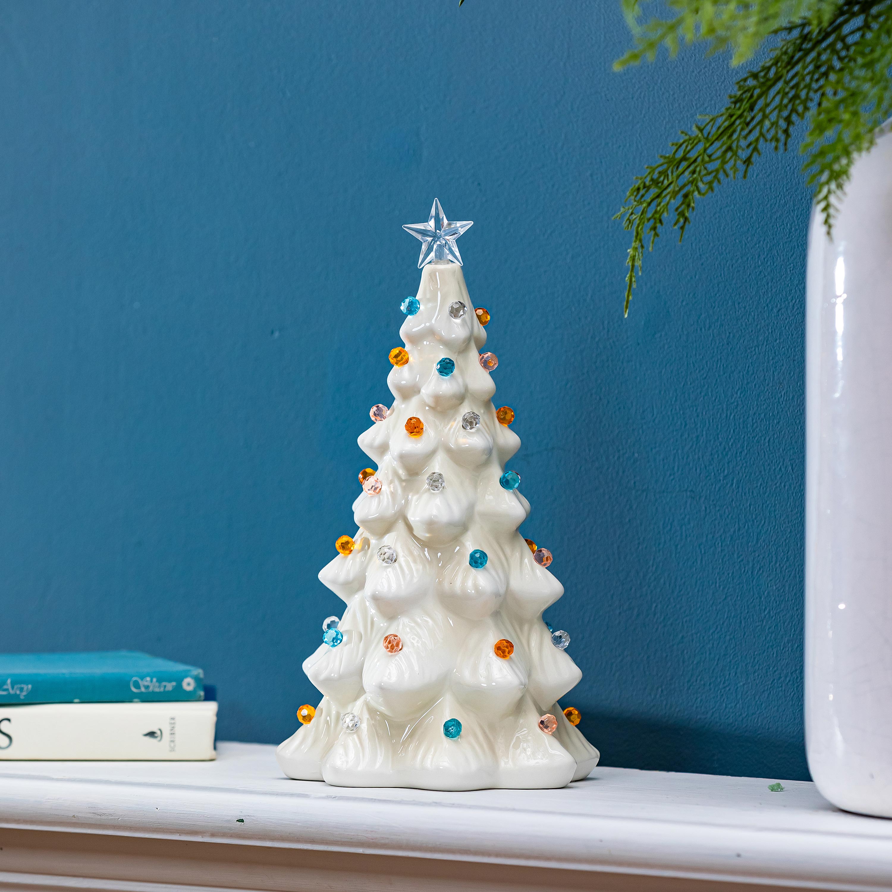 陶器製ツリー Season to Sparkle LED Table Décor Ceramic Christmas Tree, 11.25