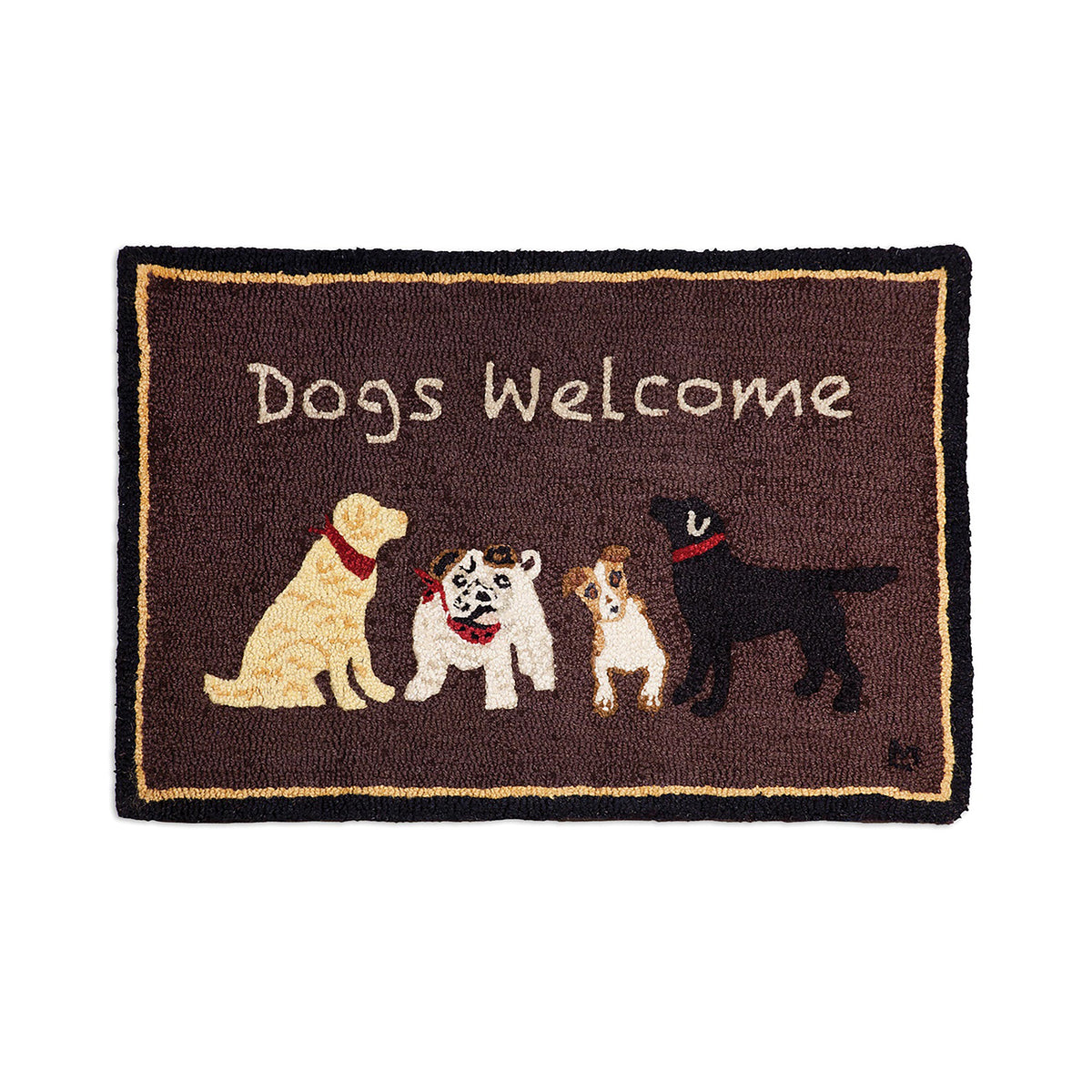 Dogs Welcome Hand-Hooked Wool Accent Rug, 24