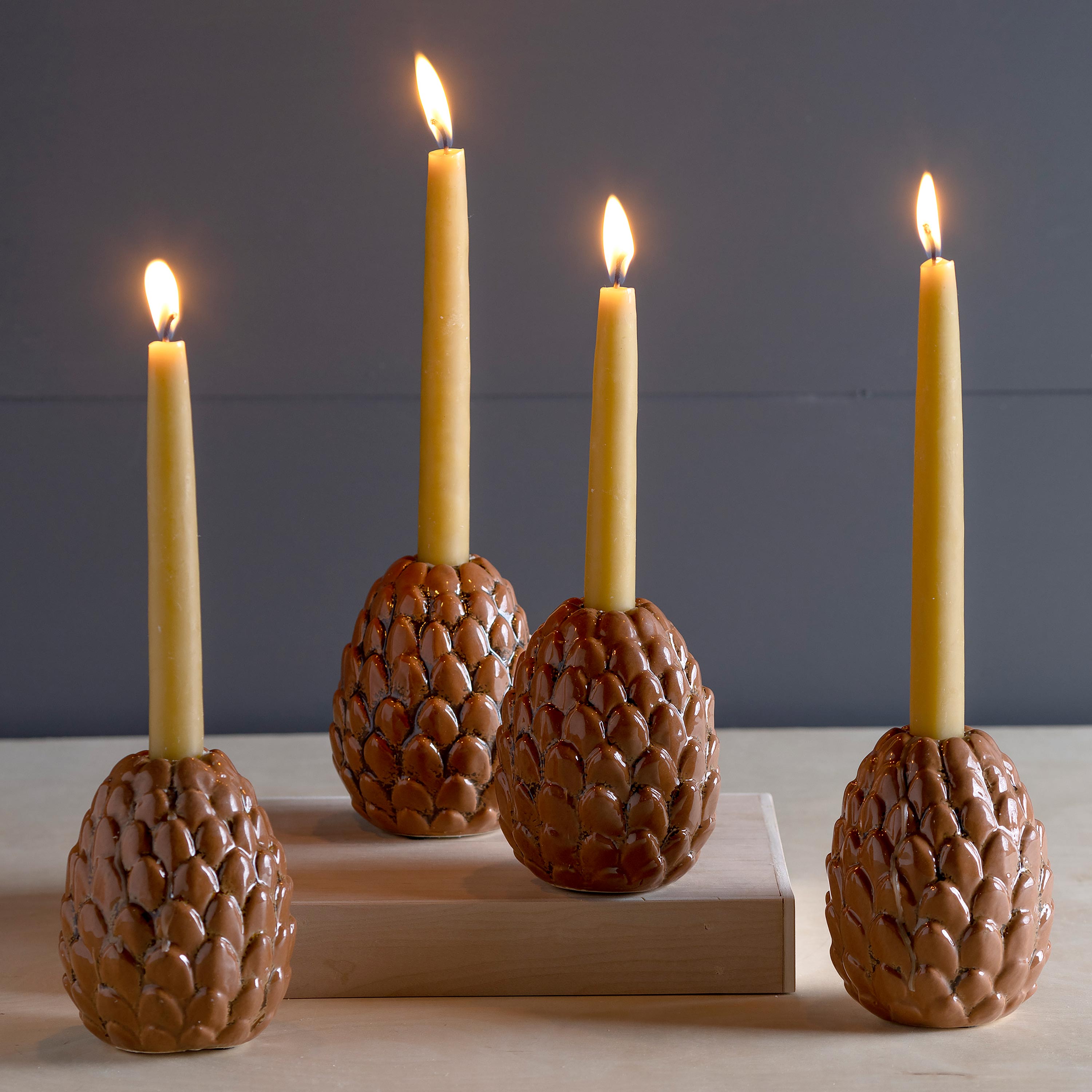 Pinecone Candle Holder, Set of 4 – Plow & Hearth