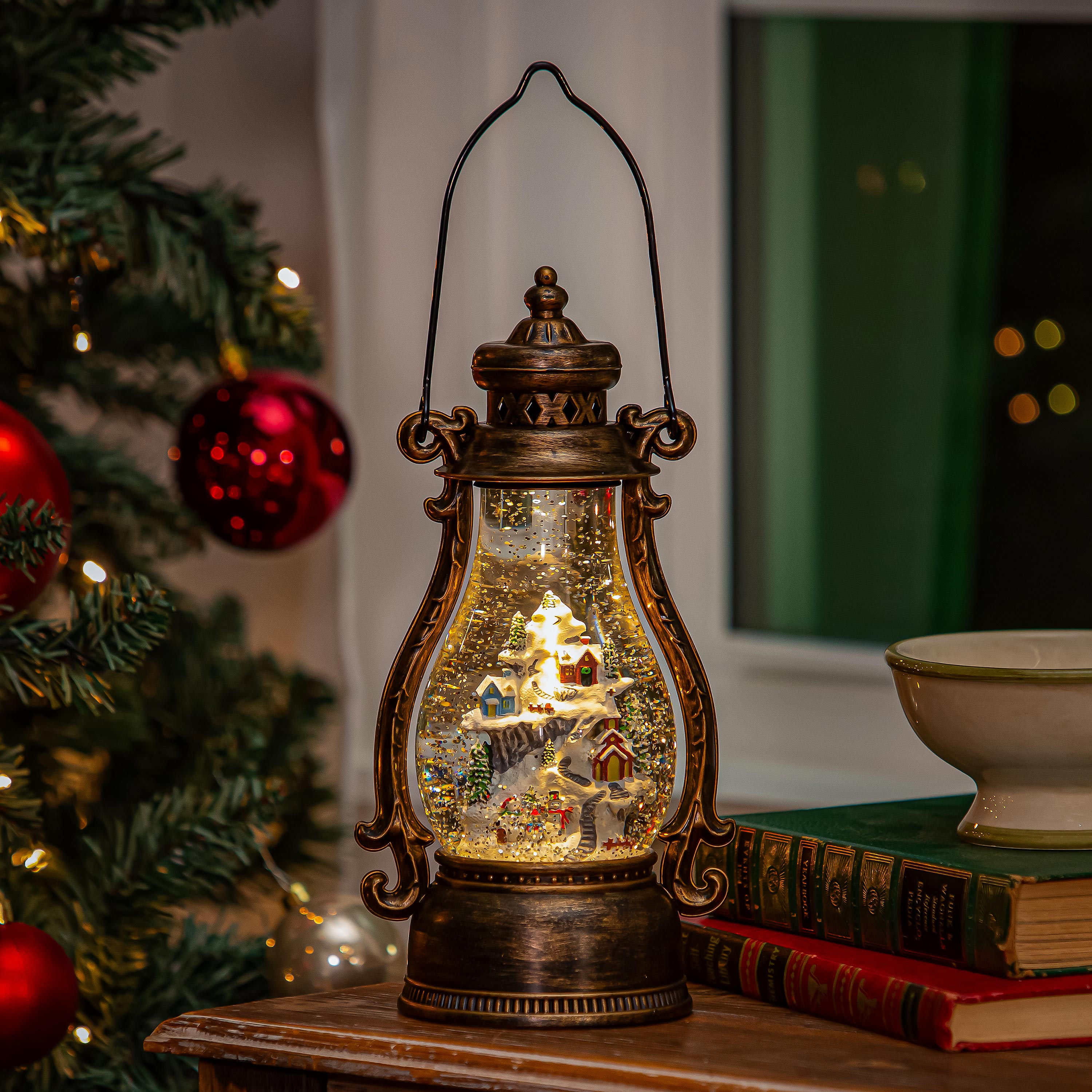 Hearfelt Cheer LED Table Decor Holiday Scene Plastic Water Lantern