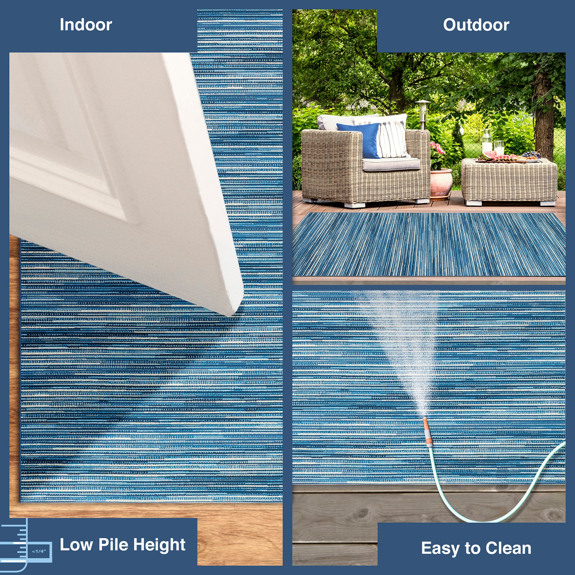 Liora Manne Marina Stripes Indoor/Outdoor Area Rug China Blue