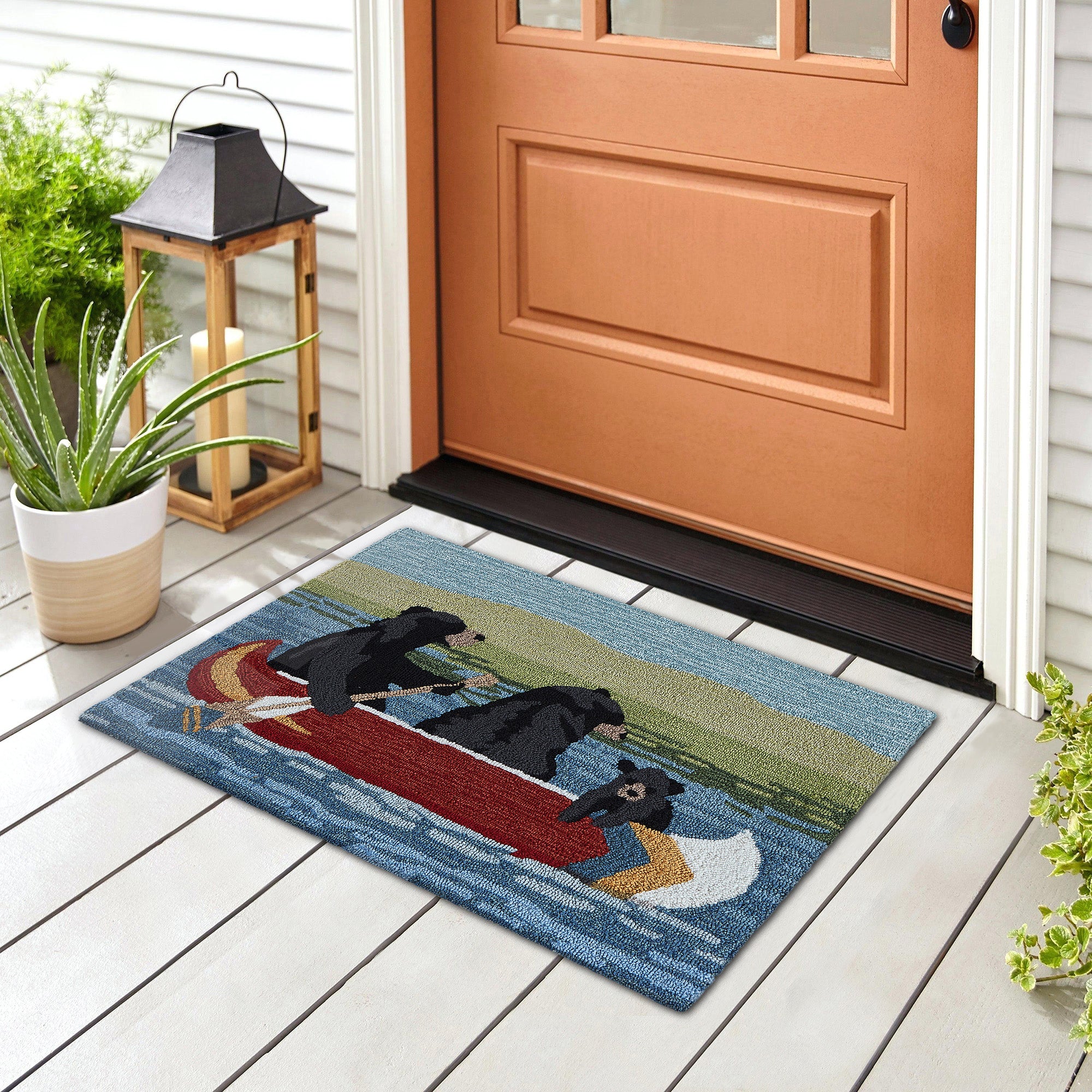 Liora Manne Frontporch Are We Bear Yet? Indoor/Outdoor Mat Lake 2