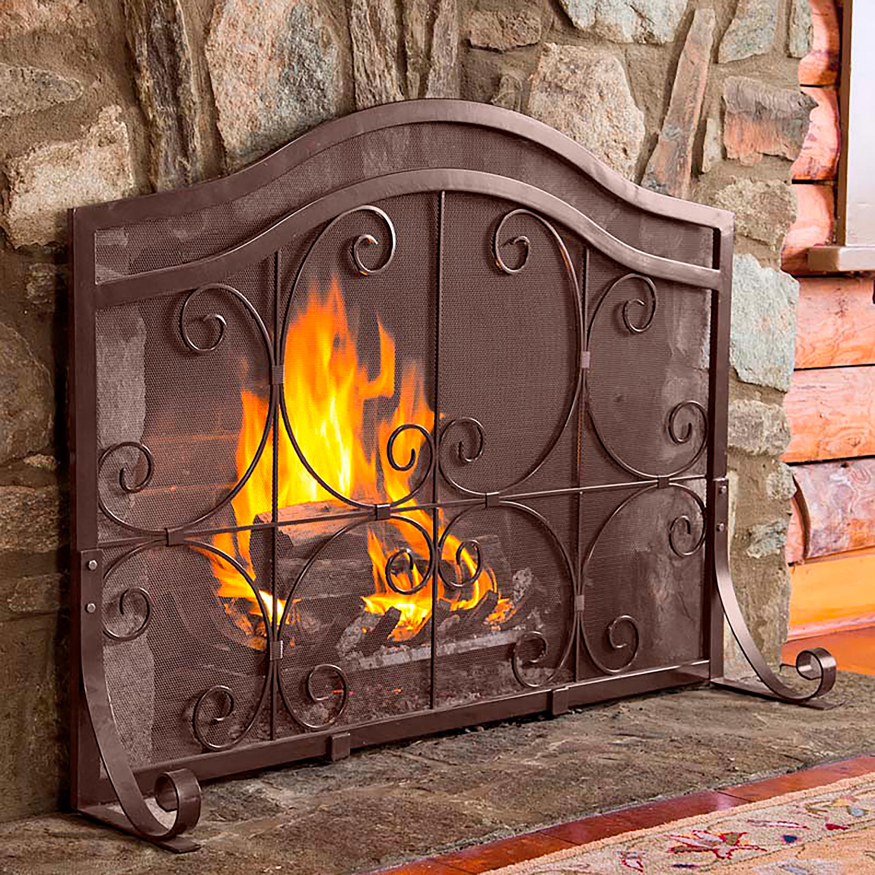 Large Crest Flat Guard Fireplace Screen - Thumbnail 5