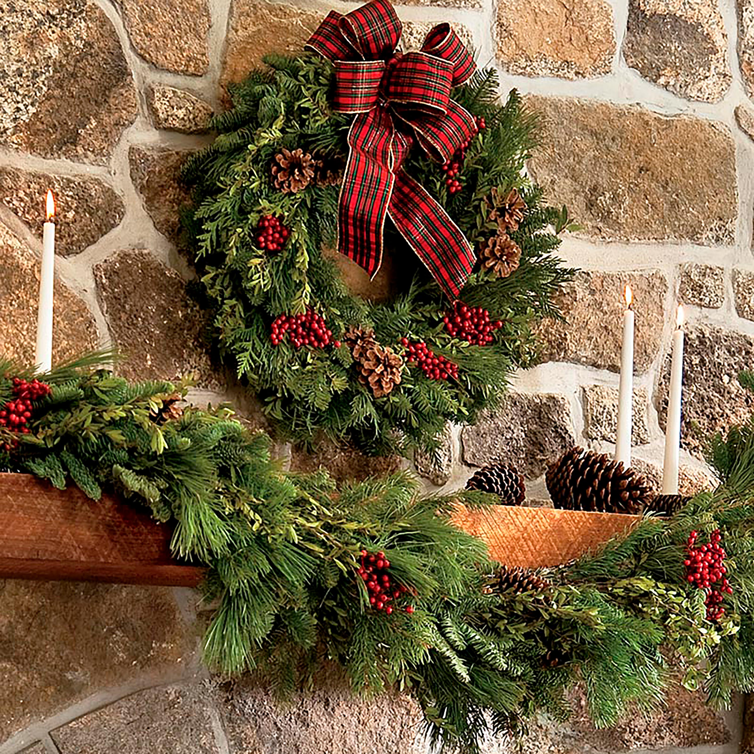深い森のリース Christmas Wreath Holiday Woodland Evergreens 24