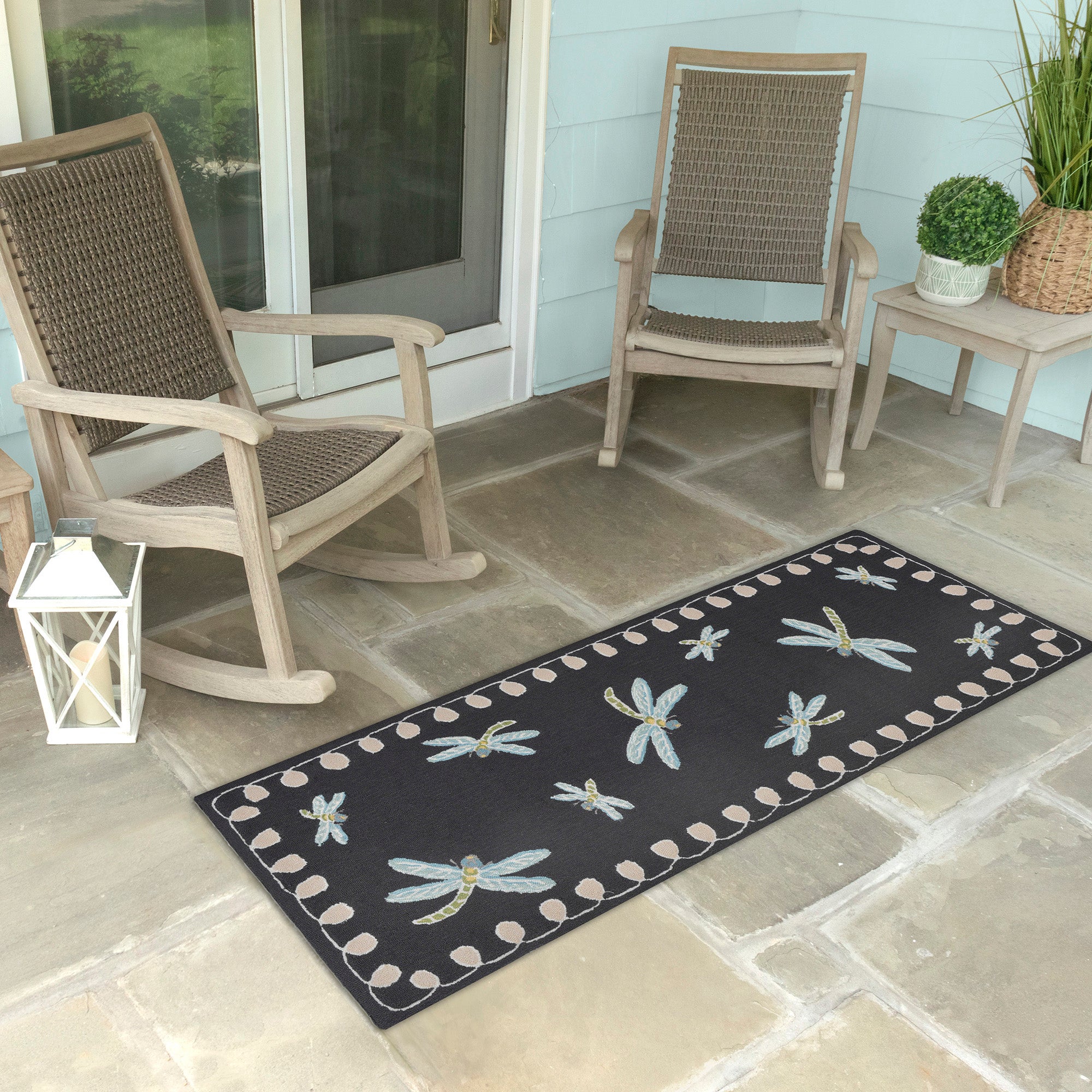 Liora Manne Frontporch Dragonfly Indoor/Outdoor Mat Midnight 2' x