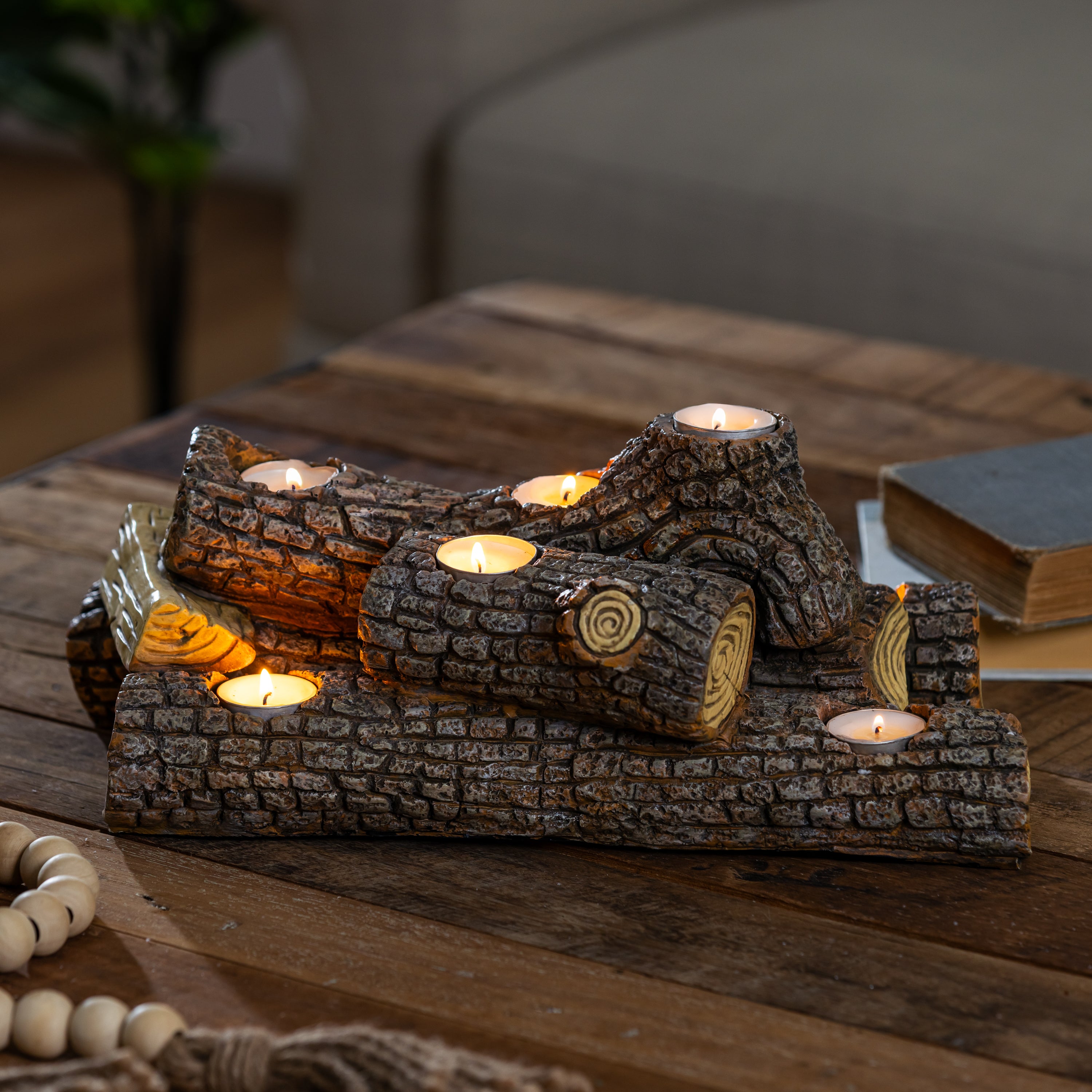 G×Cアクセサリー Feuerhand276 セット Resin Oak Logs Hearth Candle Holder – Plow & Hearth