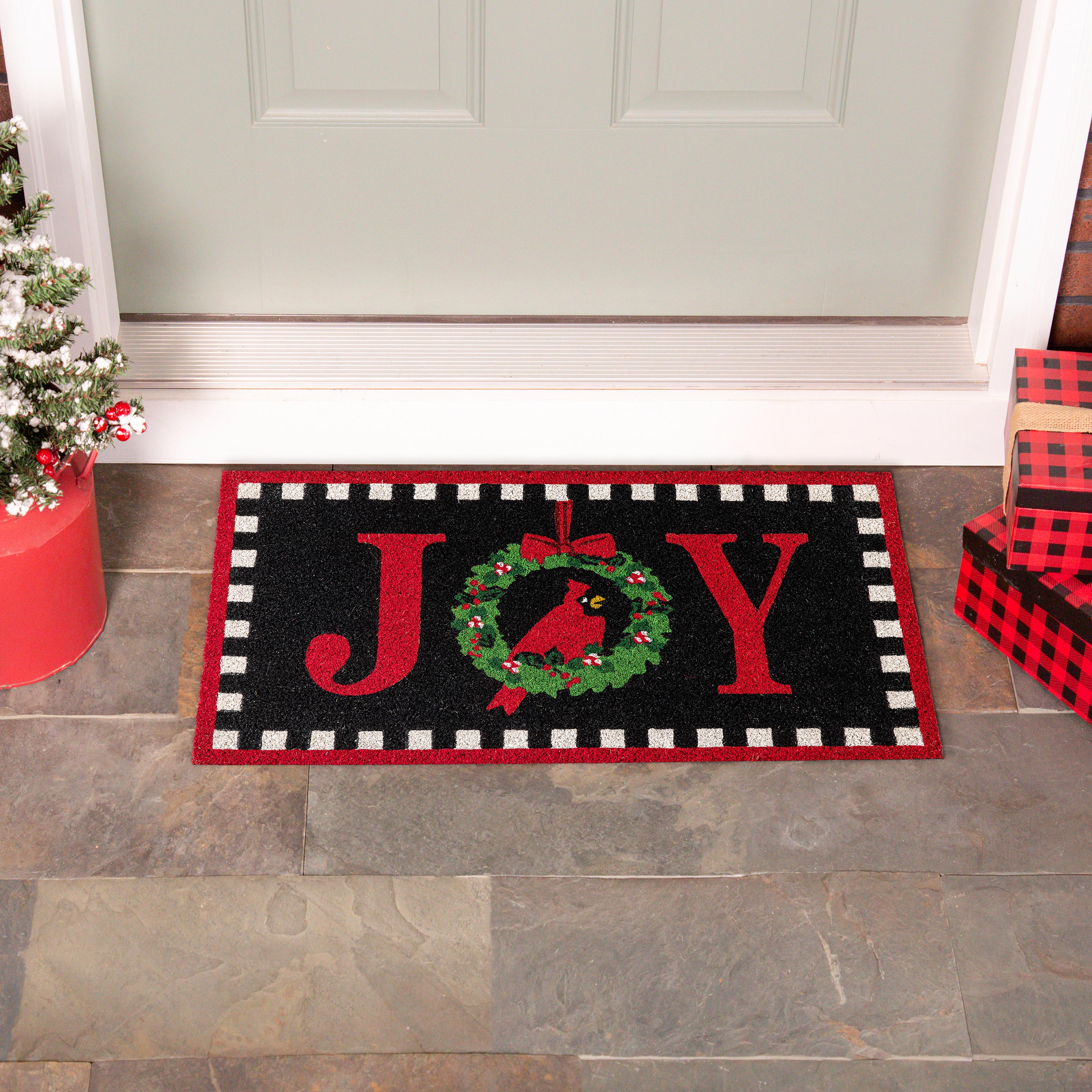 Joy To The World Wreath Coir Mat – Plow & Hearth