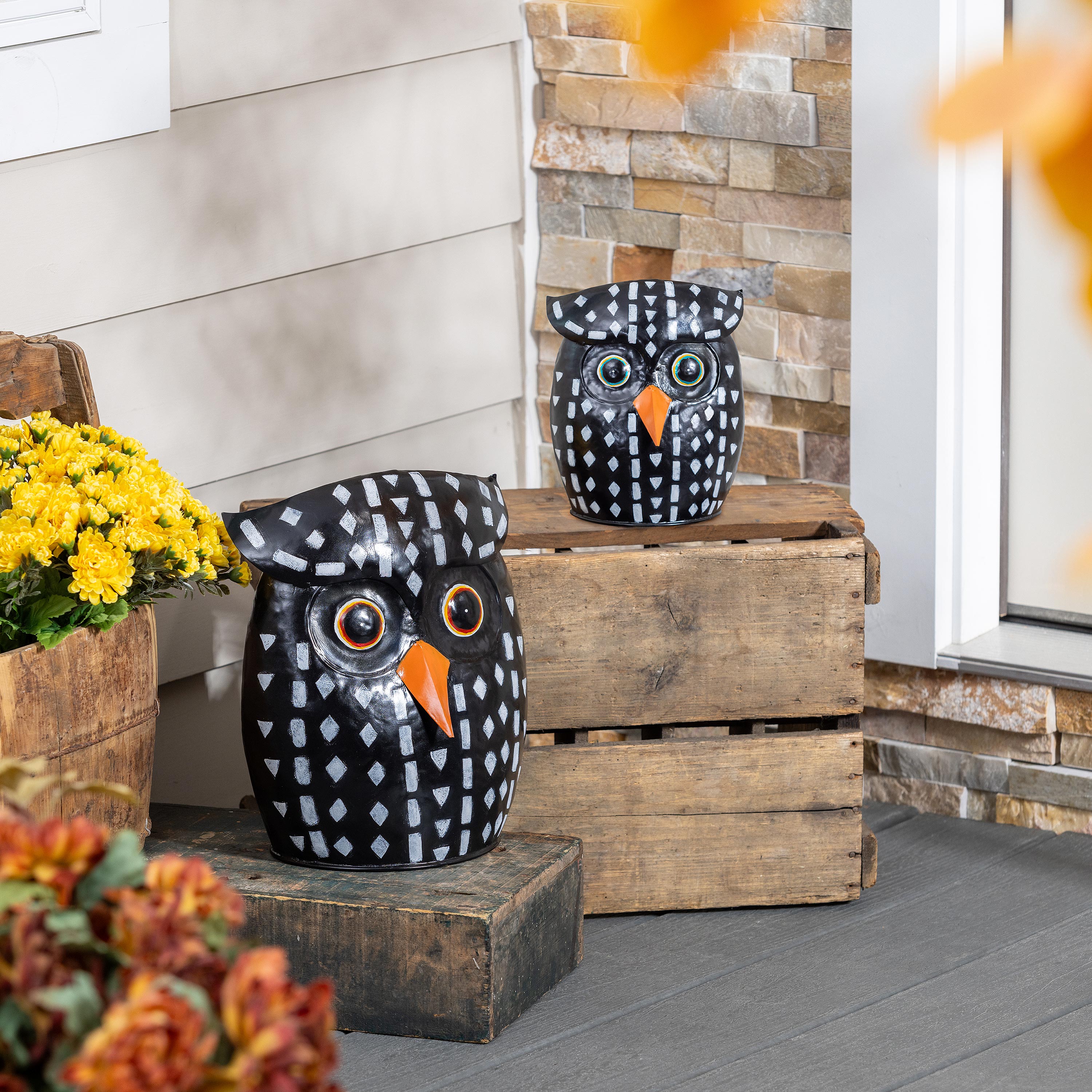 Harvest Dotted Owl Garden Statue Set – Plow & Hearth