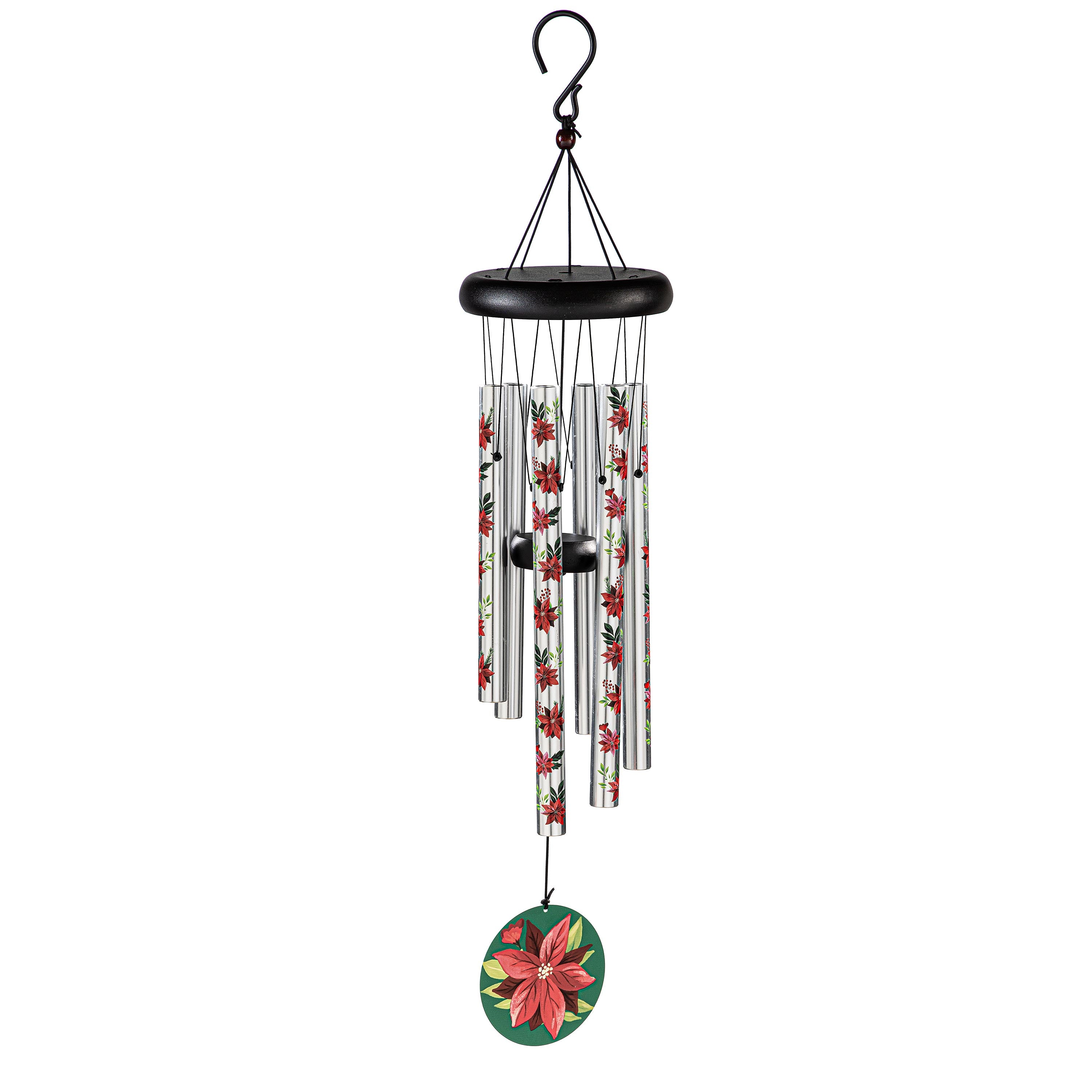 Avria Wind Chime, Printed Wind Chime, Vibrant Poinsettias, 27