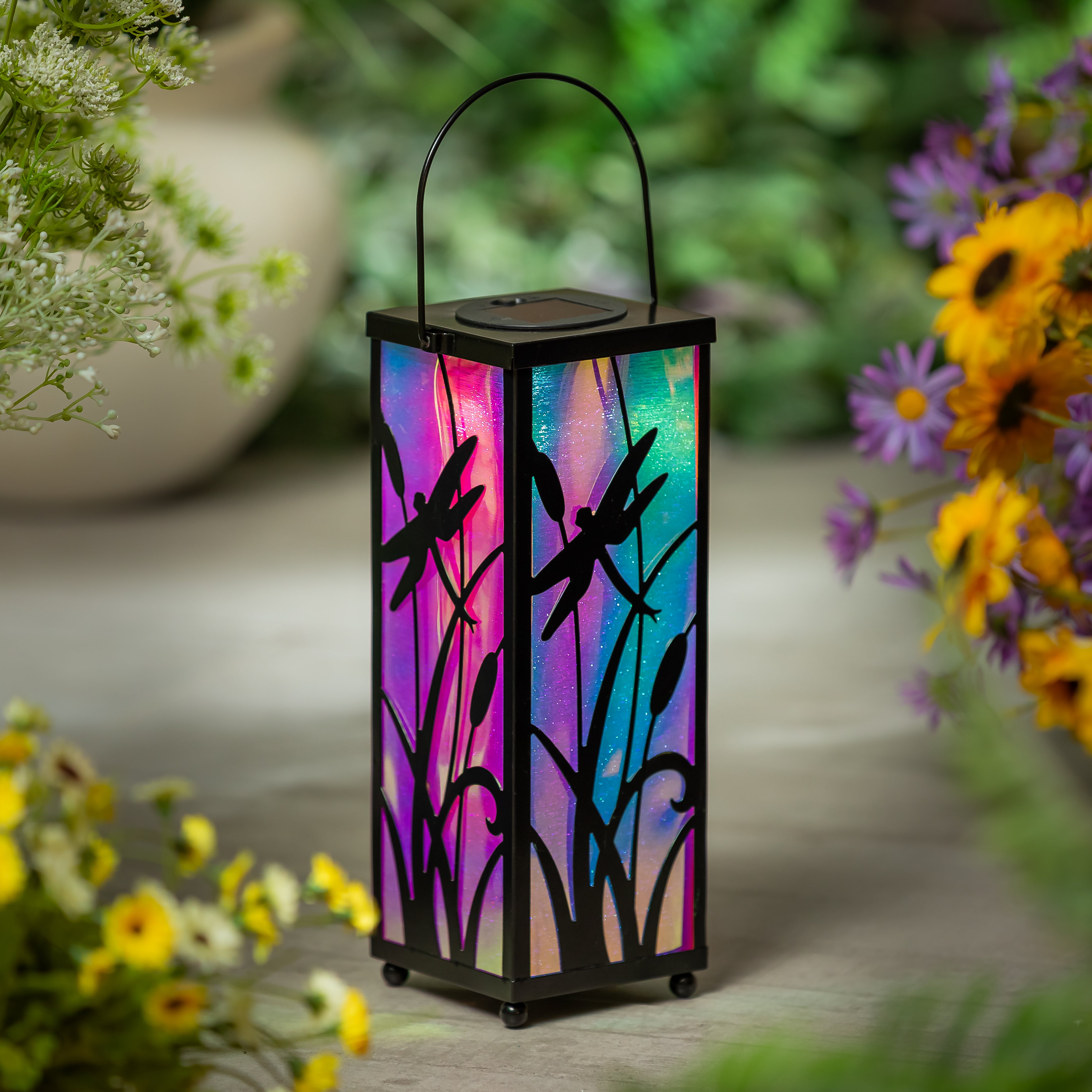 Iridescent Dragonfly Solar Lantern, 11.4