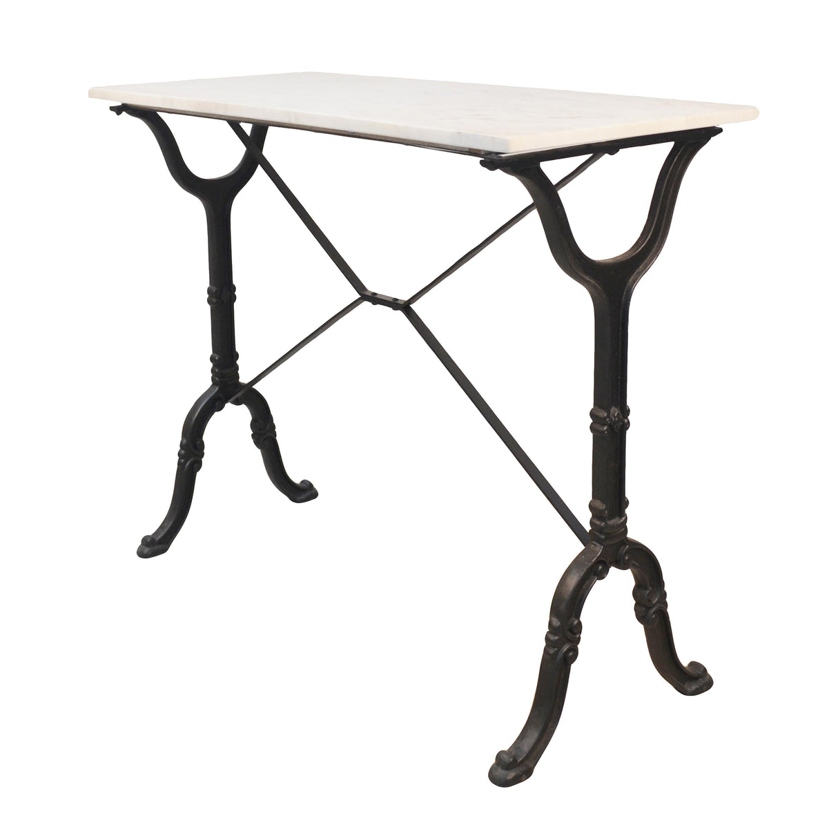 Marble Topped Wrought Iron Console Table Marble Topped Wrought Iron Console Table