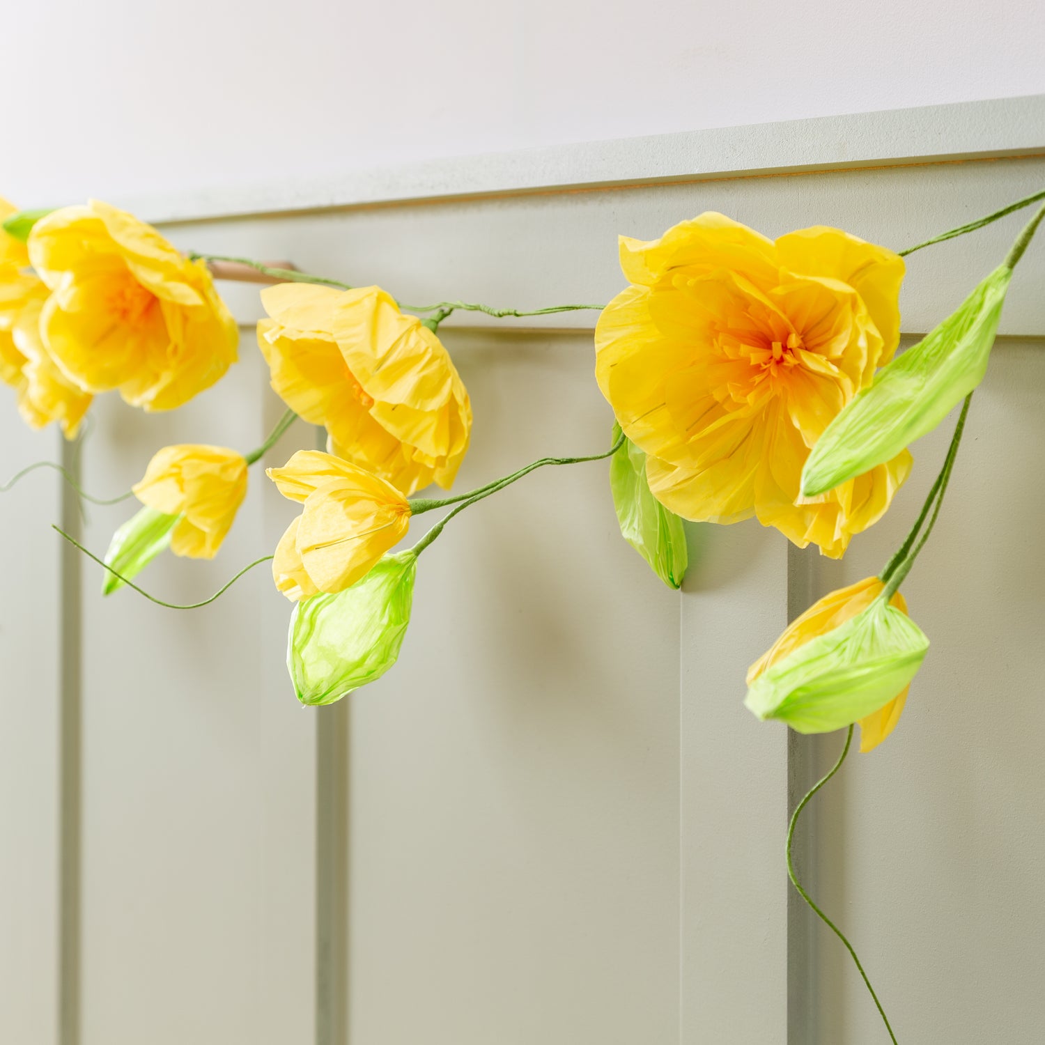 hanging plant with yellow flowers What She Shed Hanging Decor Paper Garland Yellow Flower, 65"L