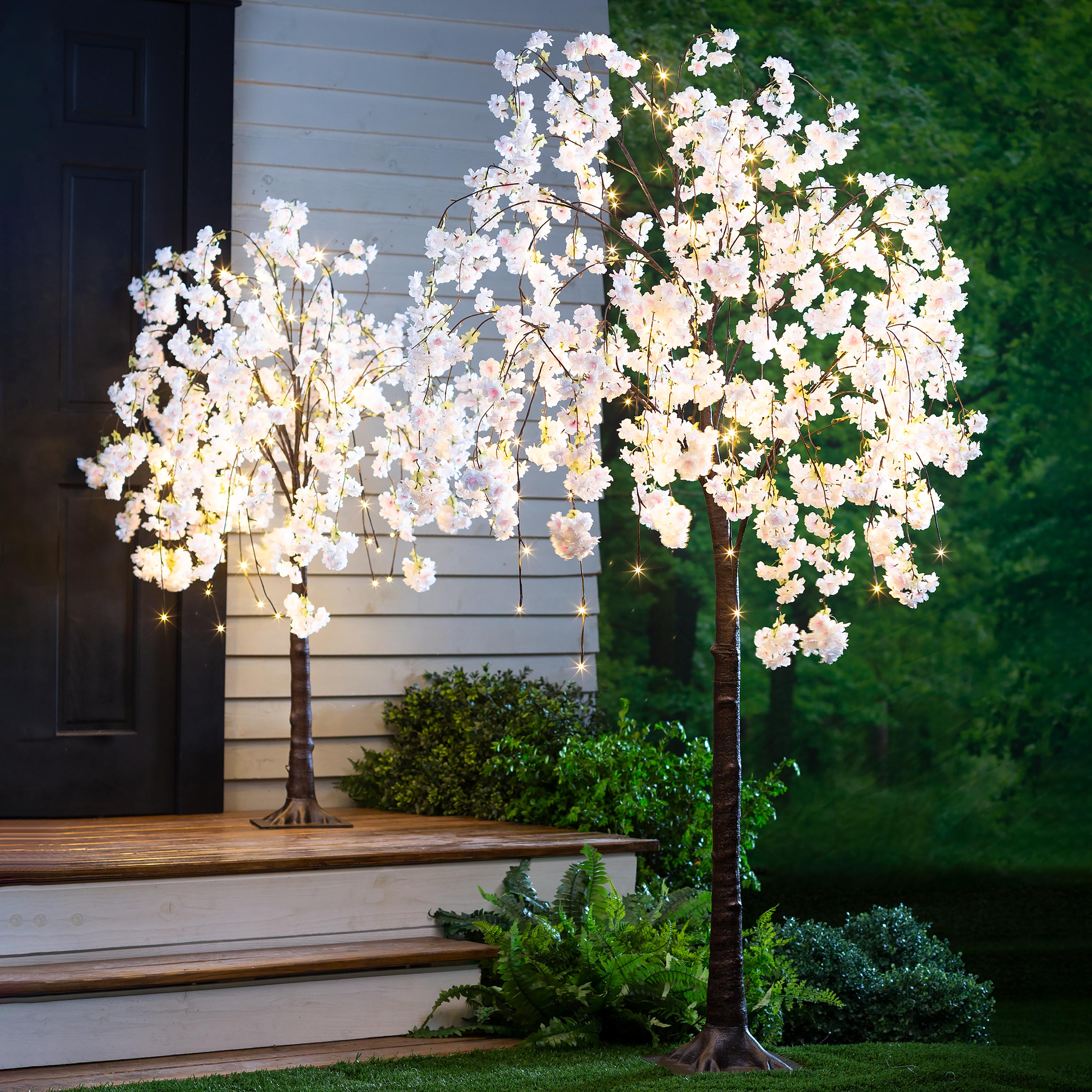 LOWYA ガラスシェード 天然木フレーム 4灯 New Jasmina ◆ Small Lighted Faux Weeping Cherry Tree, 4'H – Plow & Hearth