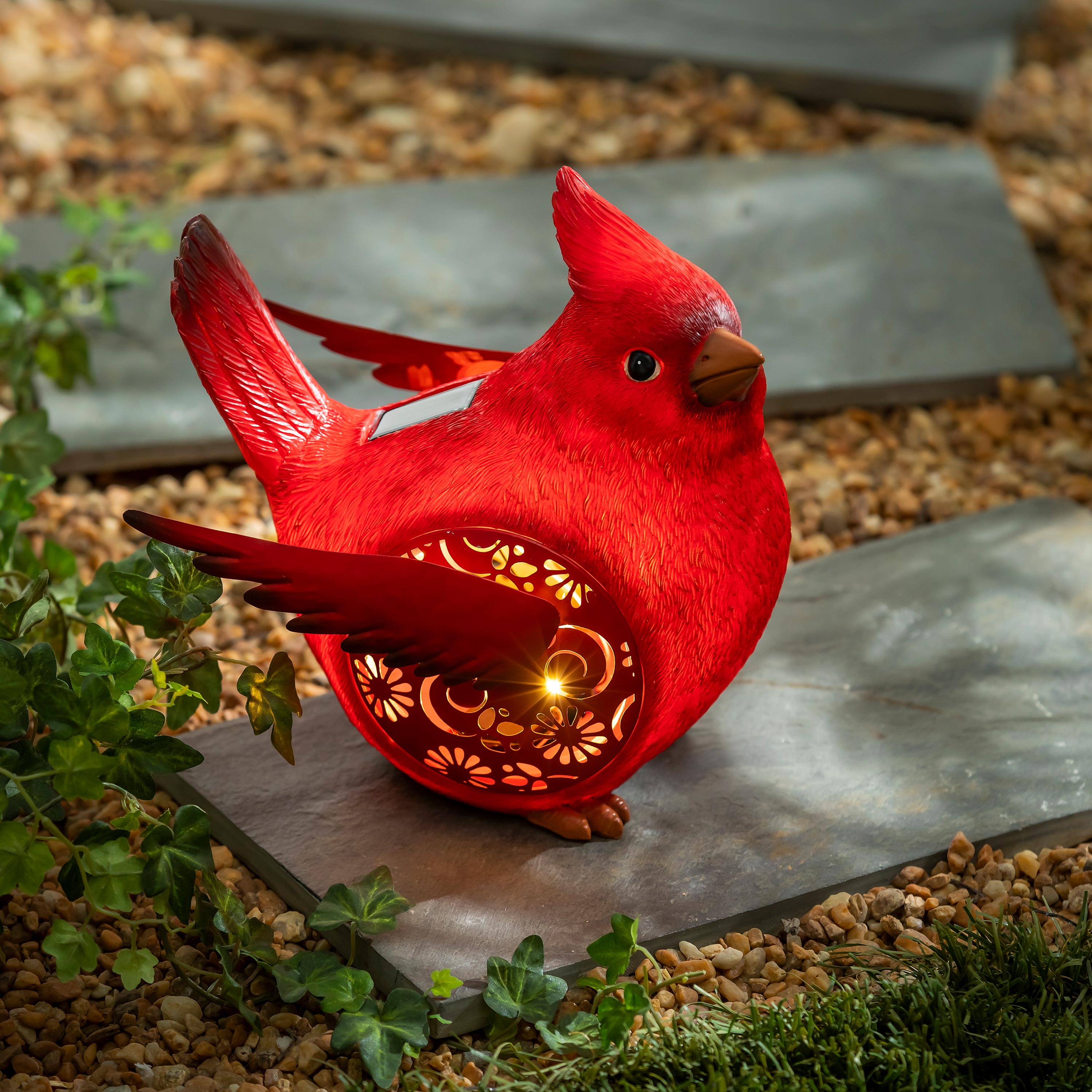 Memorial Garden Statue, Solar Engraved Cardinal – Plow & Hearth