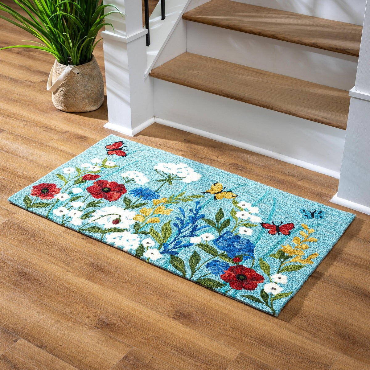 Indoor/Outdoor Hooked Polypropylene Wildflower Accent Rug 24
