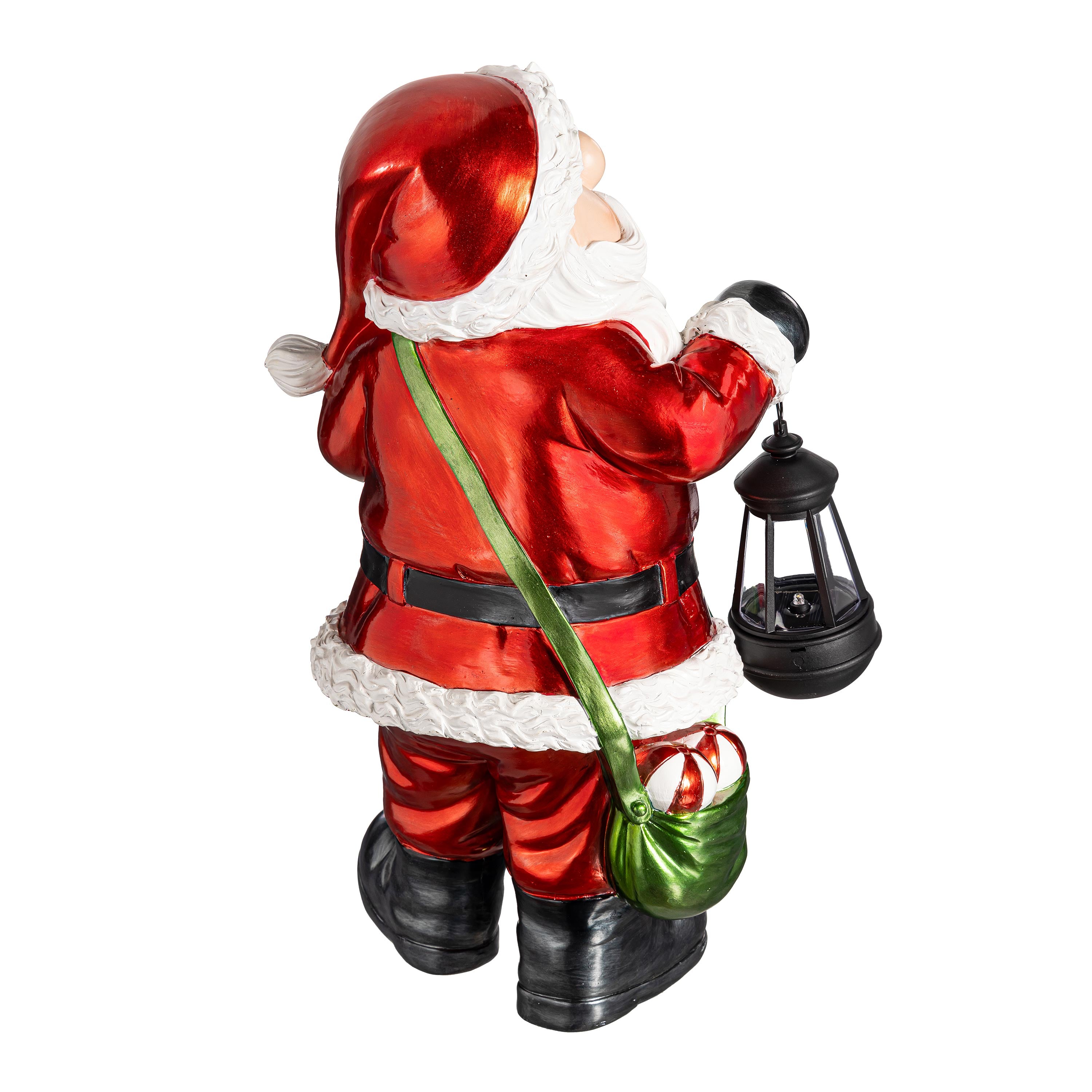 Heartfelt Cheer Santa Garden Statue, Resin Solar Statue, Santa